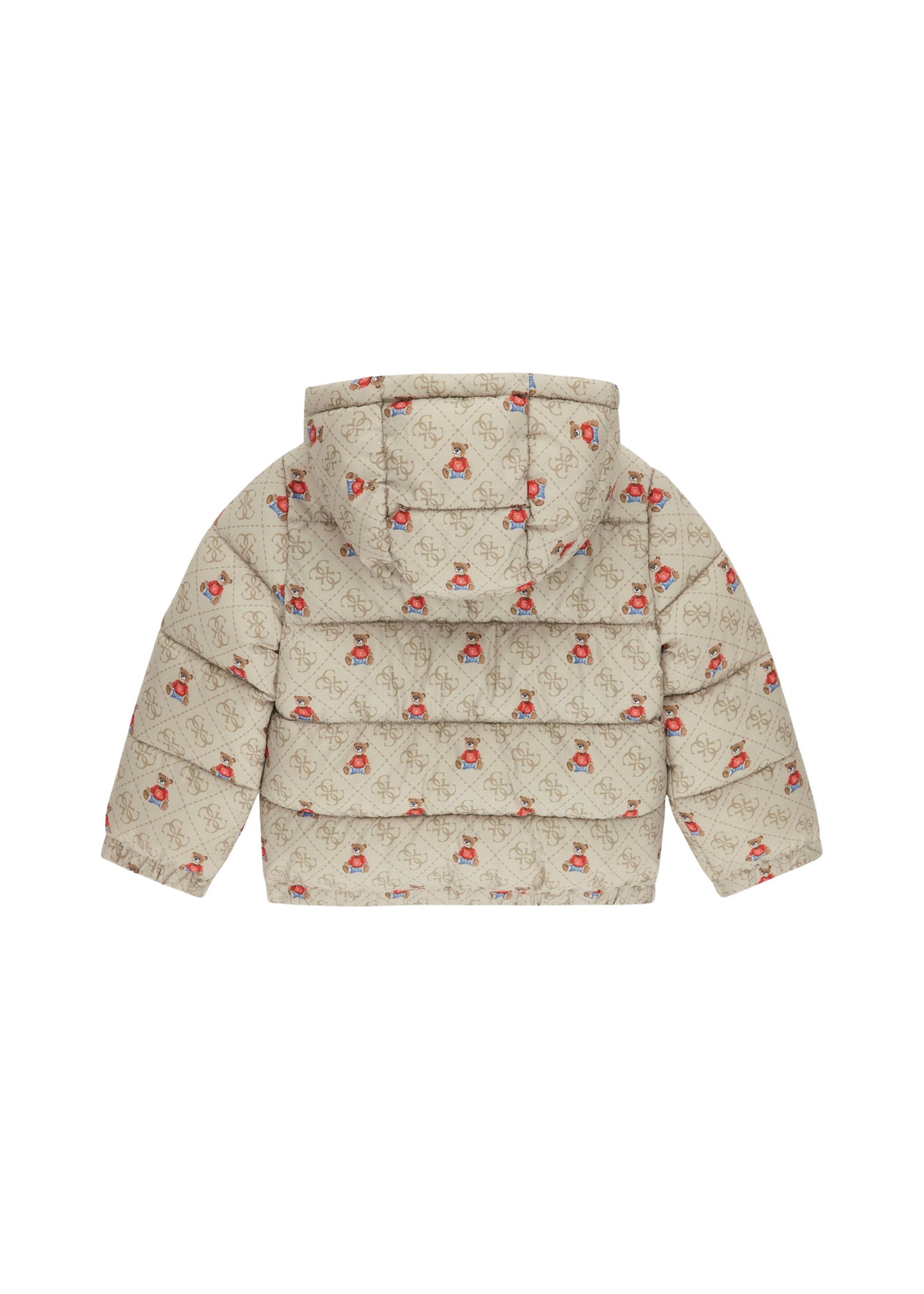 Geaca Bej Matlasata cu Imprimeu Ursi si Monograme N5BL04 WCFM0 P1LT Guess