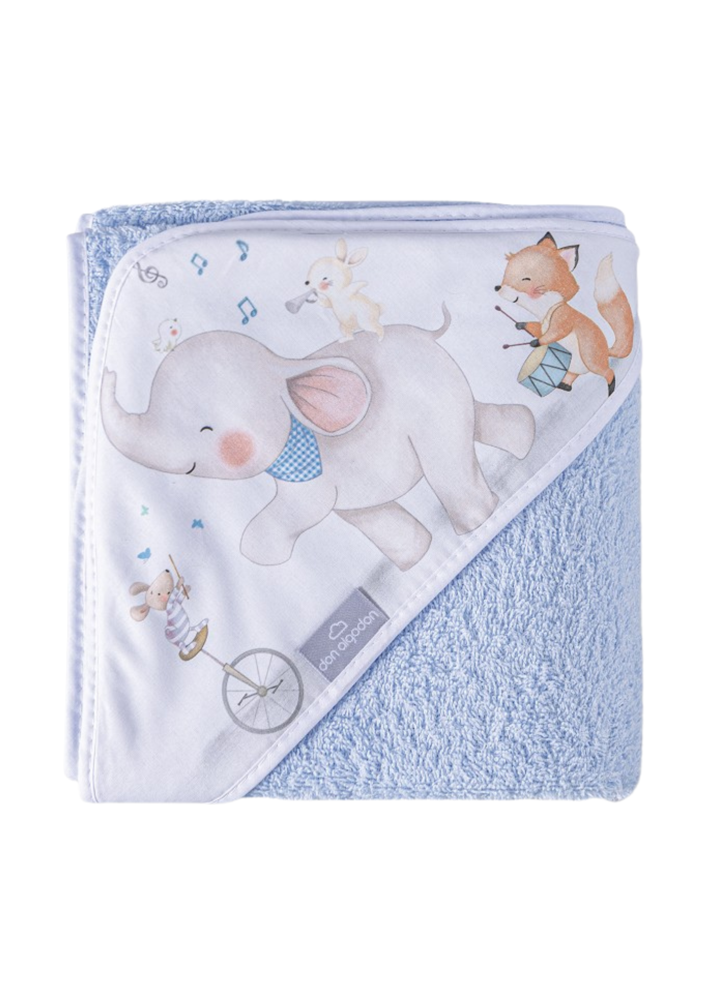 Prosop cu Capison 100x100 cm Bleu cu Elefantel D1219-01 InterBaby