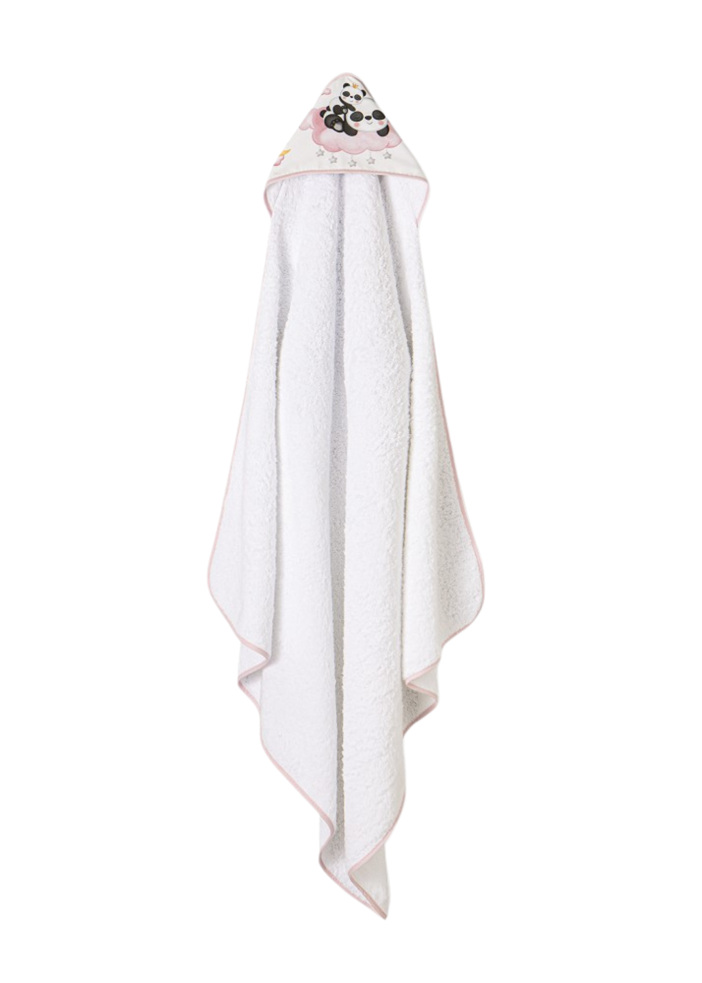 Prosop cu Capison 100x100 cm Alb-Roz cu Ursuleti Panda D1226-12 InterBaby