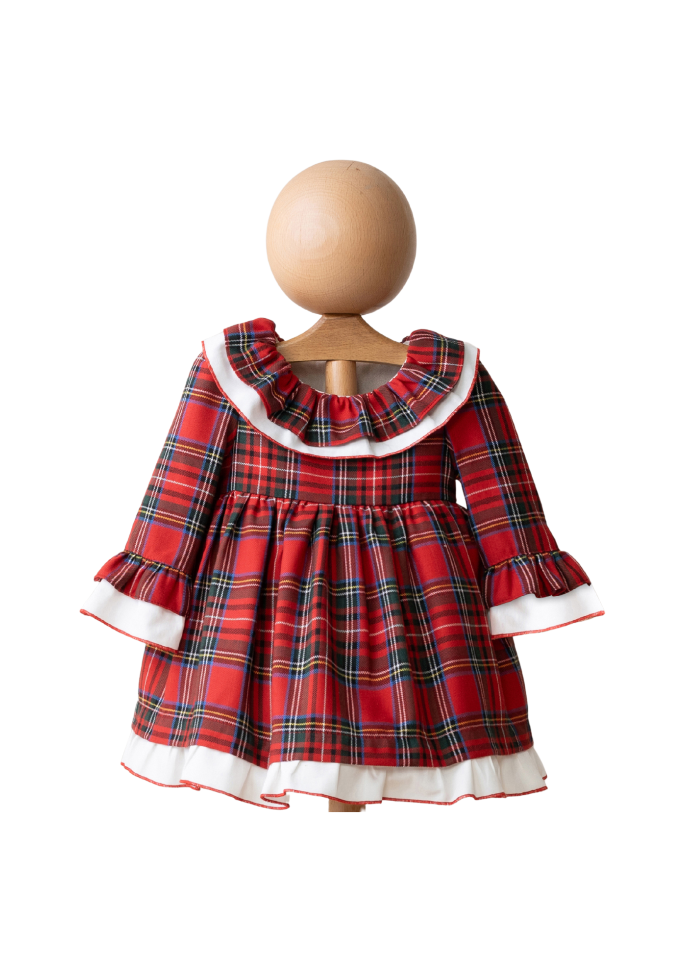 Rochie Rosie Ecosez cu Maneca Lunga si Volan la Guler 4282 MyMio