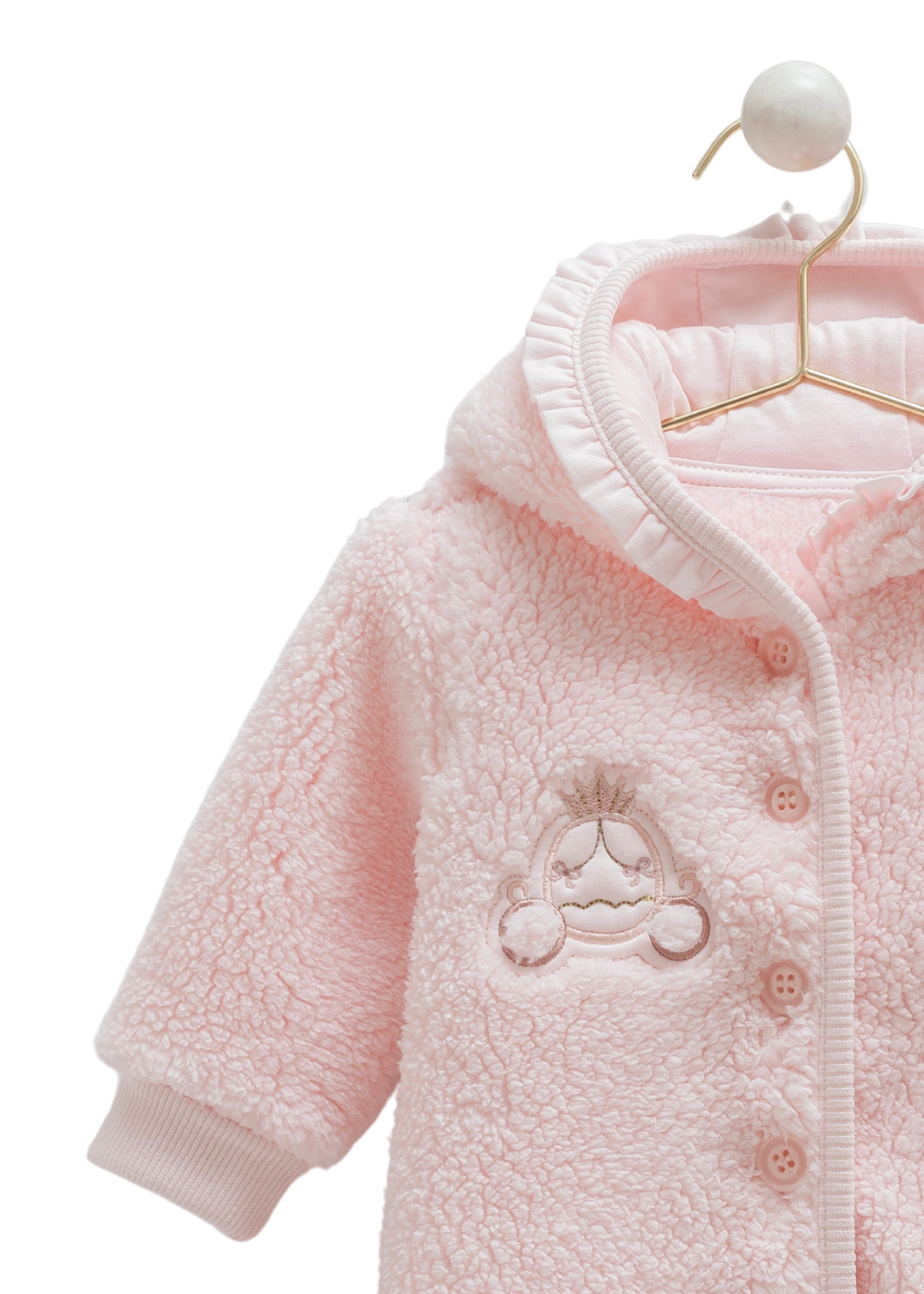 Combinezon Roz din Plus cu Gluga si Nasturi TK2115 Mell Sweet Baby