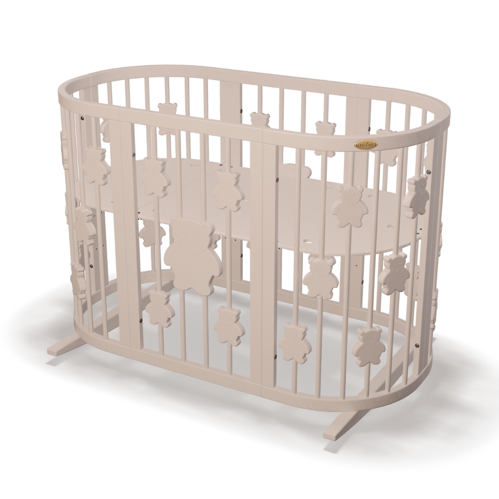 Patut Smart Ursuleti Rotund-Oval Evolutiv Transformabil Cosleeper 9in1 Lemn Arin 72 cm INGVART