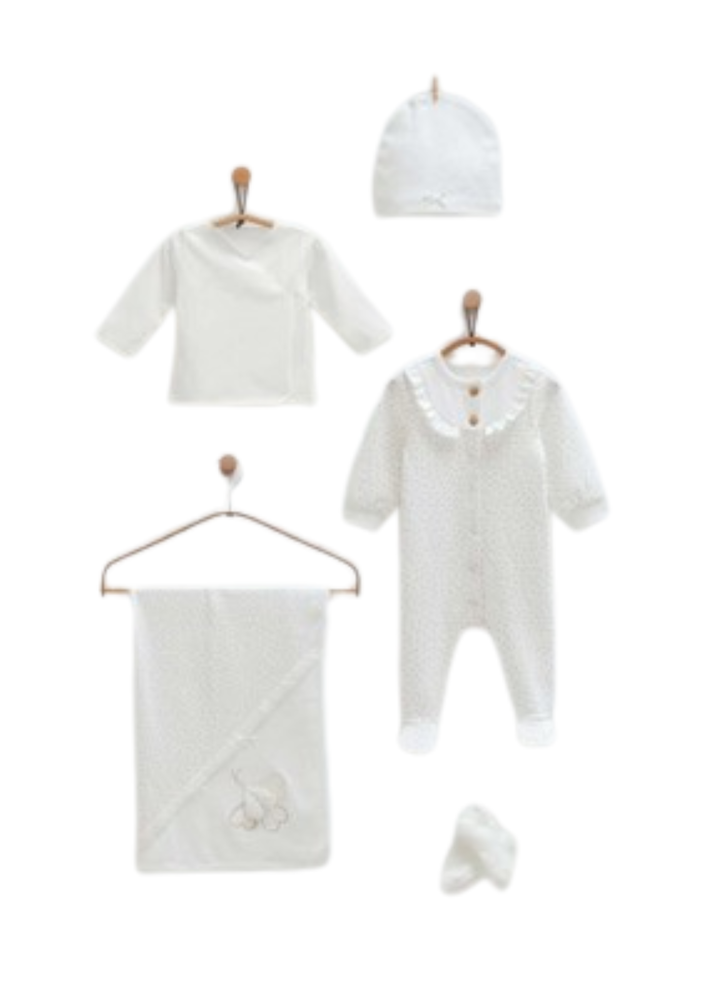 Set 10 Piese Maternitate Crem cu Bej cu Inimi ZK1978 Mell Sweet Baby