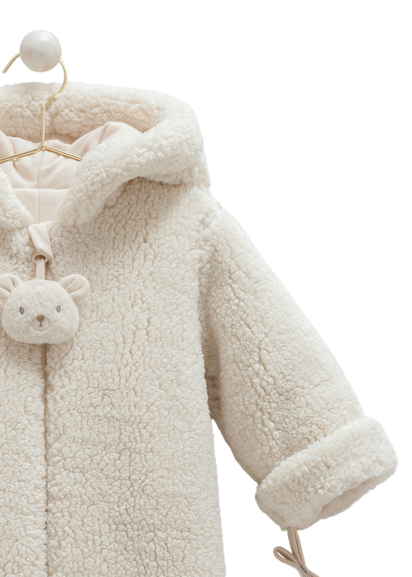 Combinezon Bej din Plus cu Gluga si Ursulet la Fermoar TE2110 Mell Sweet Baby