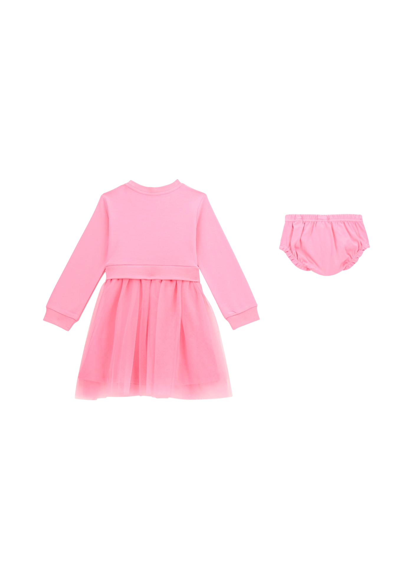 Rochie Roz cu Maneca Lunga Combinata cu Tulle K5YK01 KB8R0 G6N3 Guess