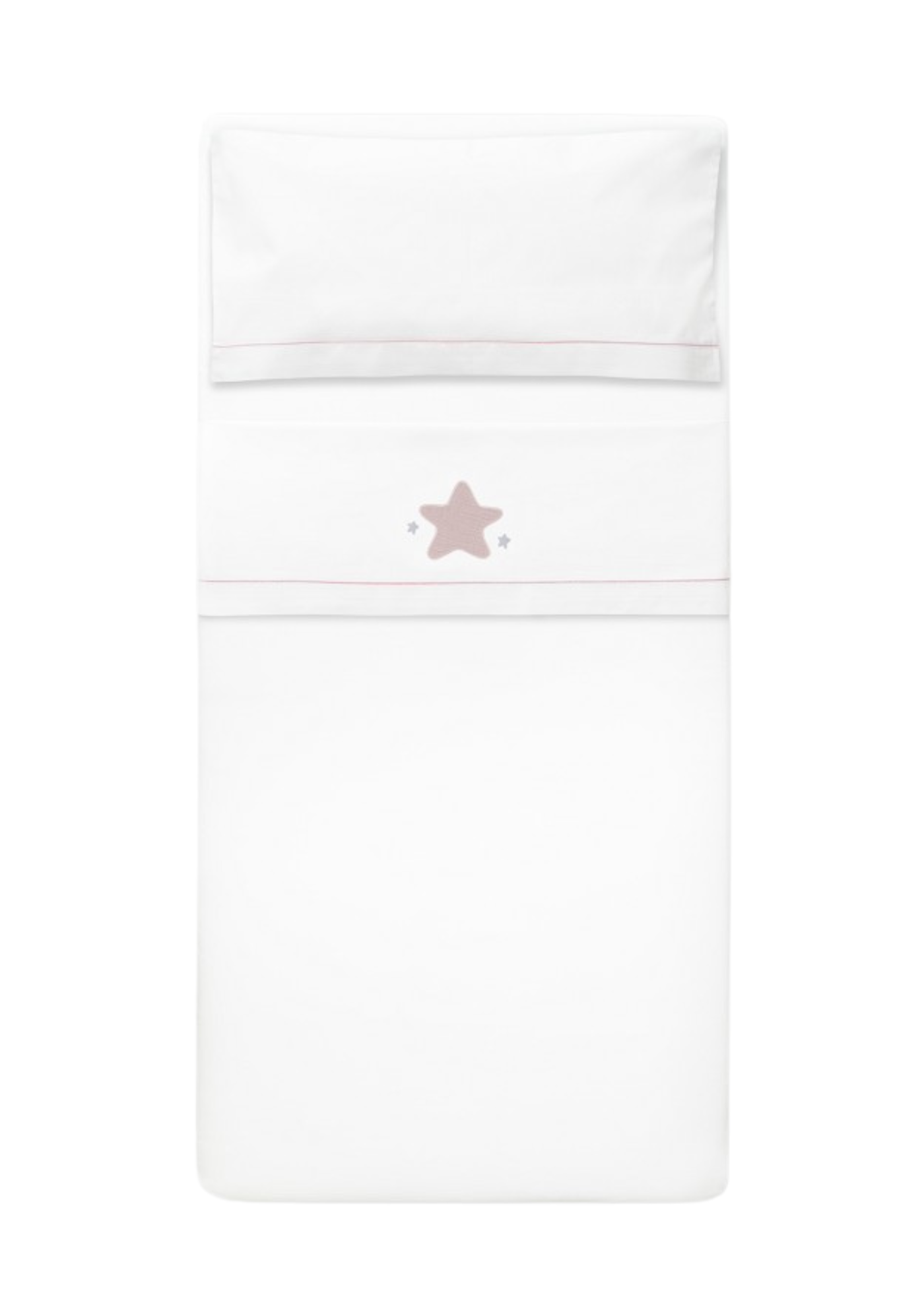 Set Lenjerie Patut 3 Piese Alb-Roz cu Steluta D3270-12 InterBaby