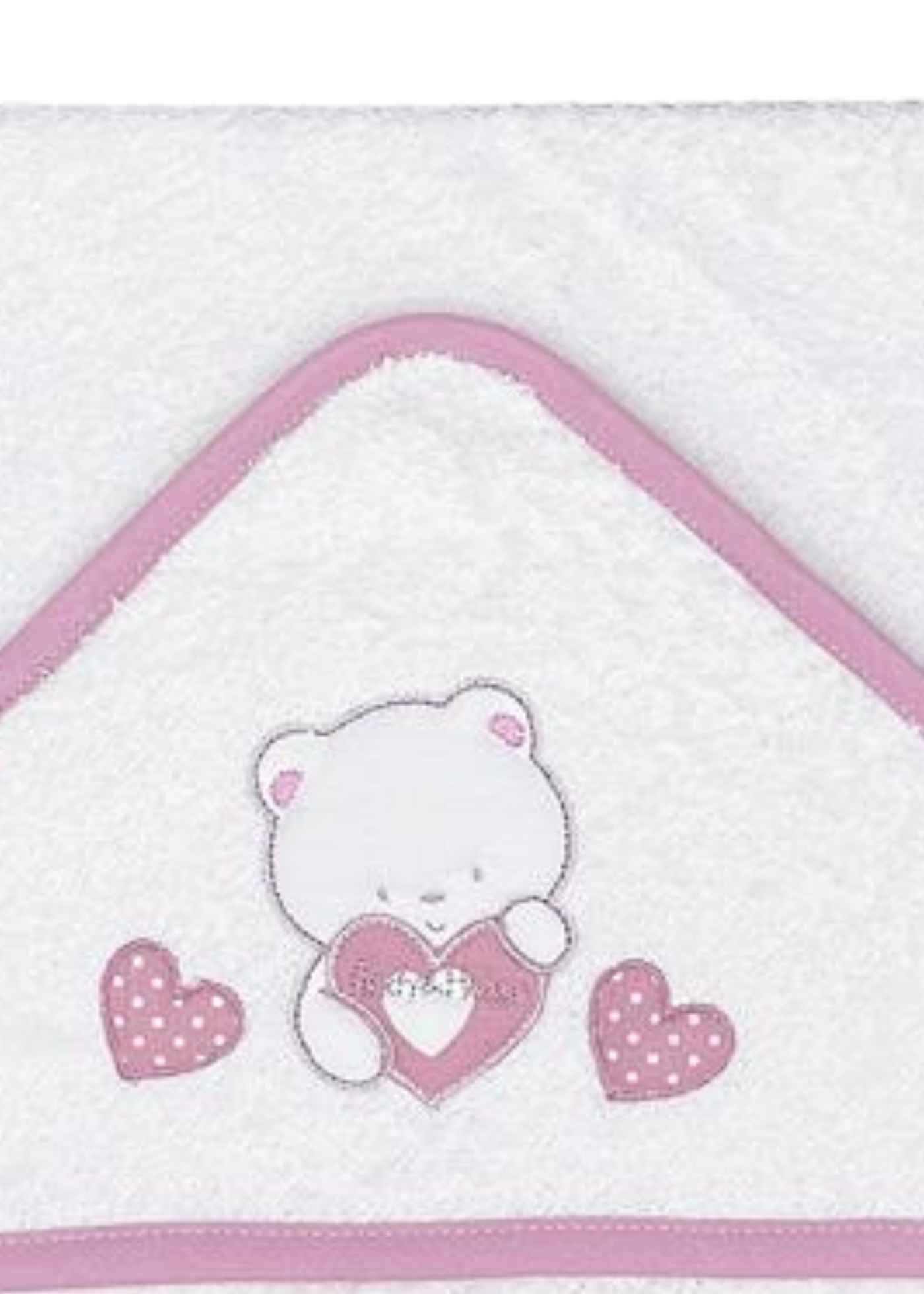 Prosop cu Capison Alb-Roz cu Ursuleti si Inimioare 100x100 cm D70 Andy&Helen