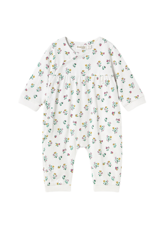 Long White Jumpsuit with Small Flowers Print 1753 Mayoral