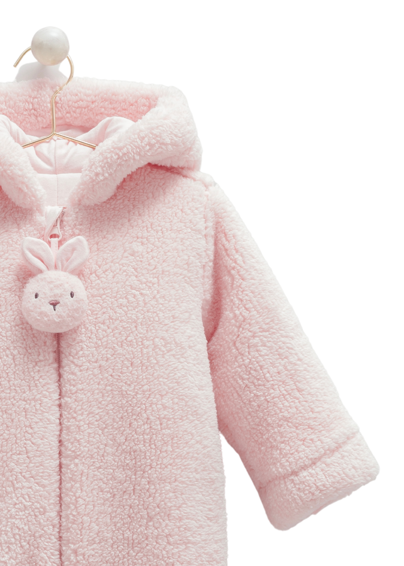 Combinezon Roz din Plus cu Gluga si Iepuras la Fermoar TE2117 Mell Sweet Baby