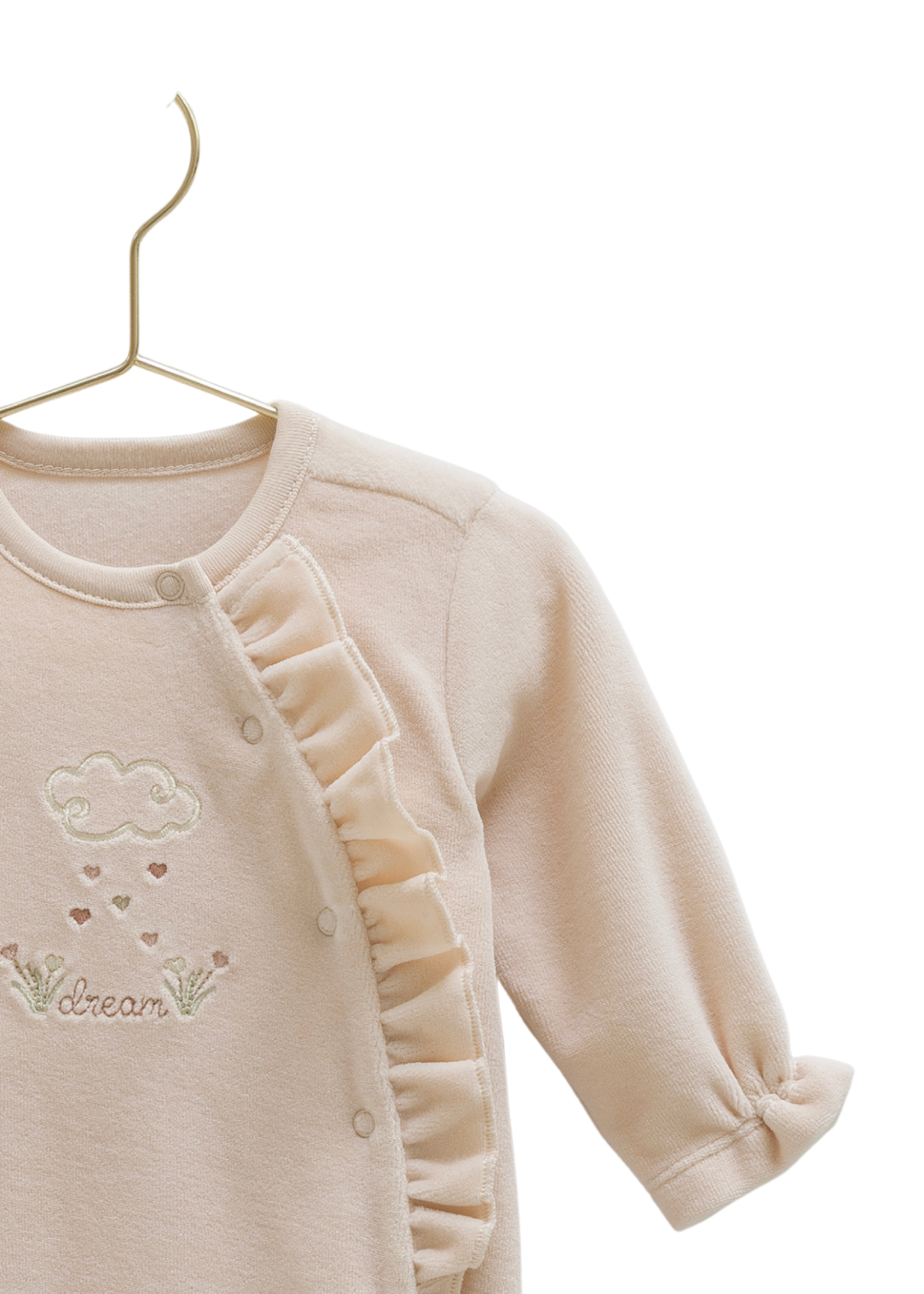 Salopeta Lunga Bej Velur cu Norisor TK2139 Mell Sweet Baby