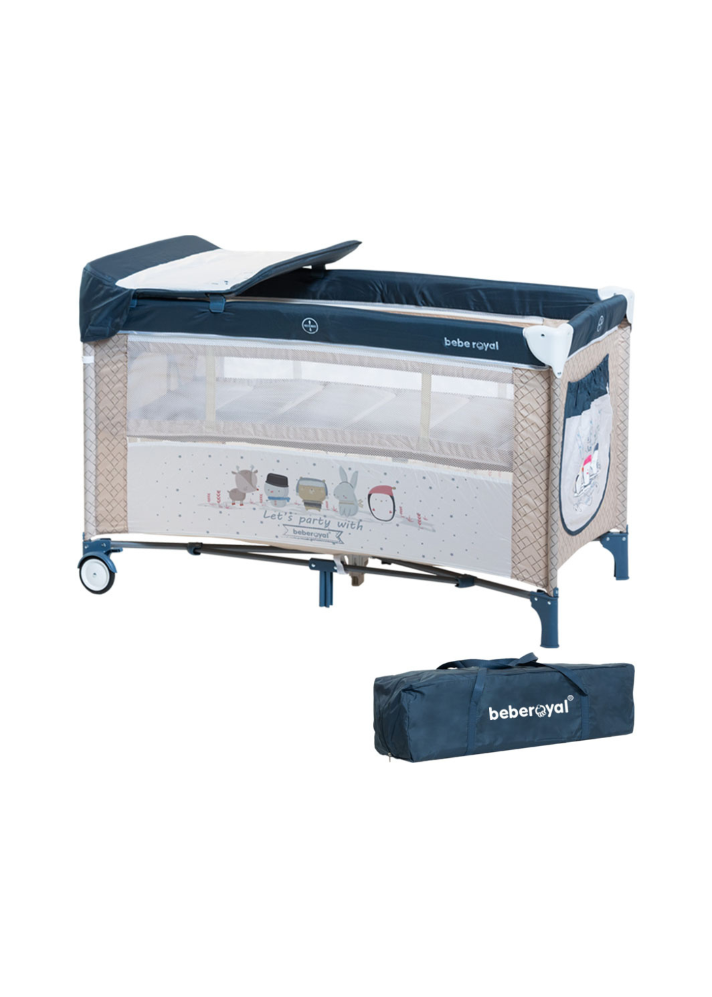 Patut Pliabil 2 Nivele si Masuta Friends Albastru 203/01 BabyOno