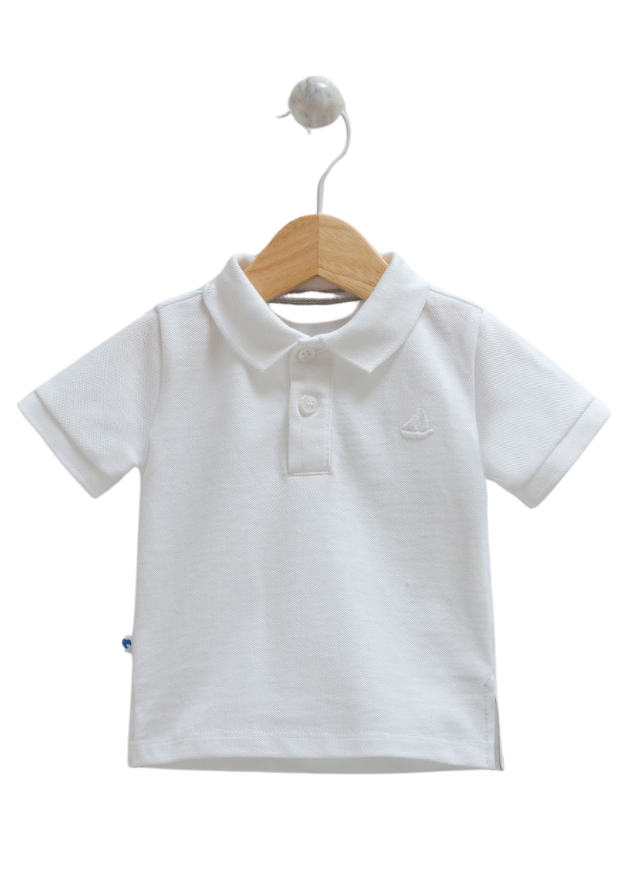 Set 2 Piese Tricou Polo Alb si Pantaloni Denim Scurti 9832 Mell Sweet Baby - Camera Bebelusului