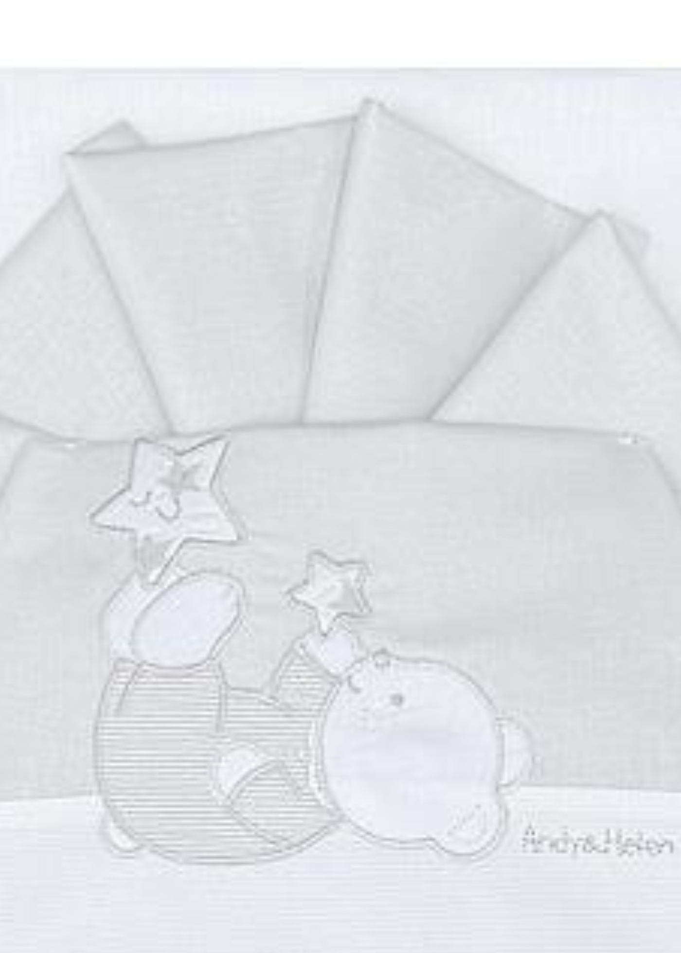 Set Lenjerie Patut 3 Piese Alb-Gri cu Ursulet si Stelute D05 Andy&Helen