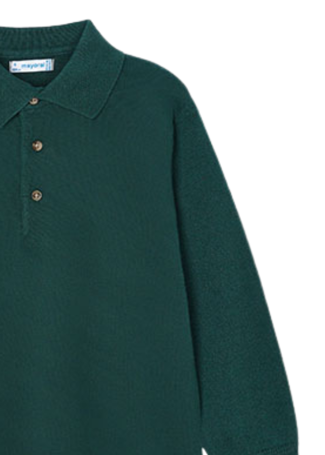 Bluza polo verde din tricot cu maneca lunga 4102 Mayoral