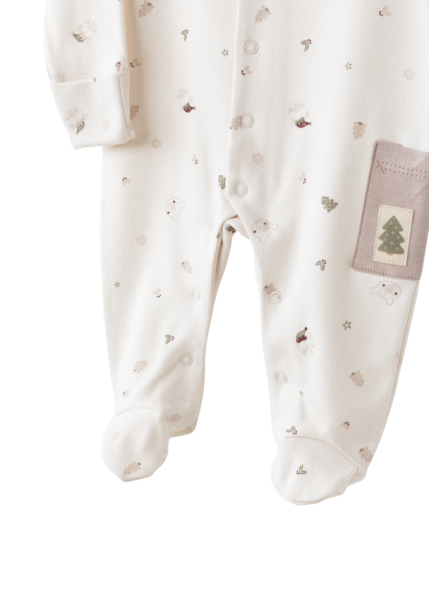 Salopeta Lunga Crem cu Bej cu Ursi si Brazi AC26183 Andywawa