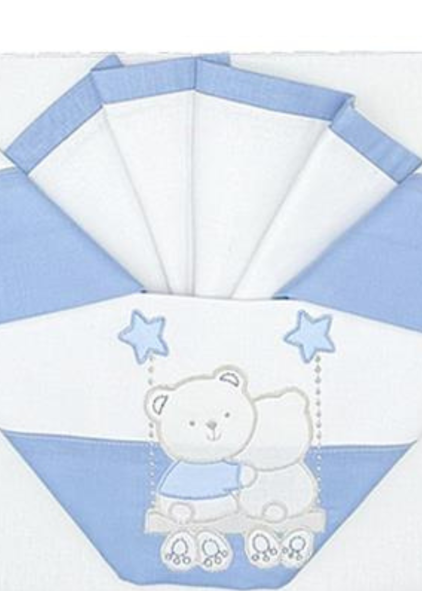 Set Lenjerie Patut 3 Piese Alb-Bleu cu Ursuleti in Leagan D04 Andy&Helen