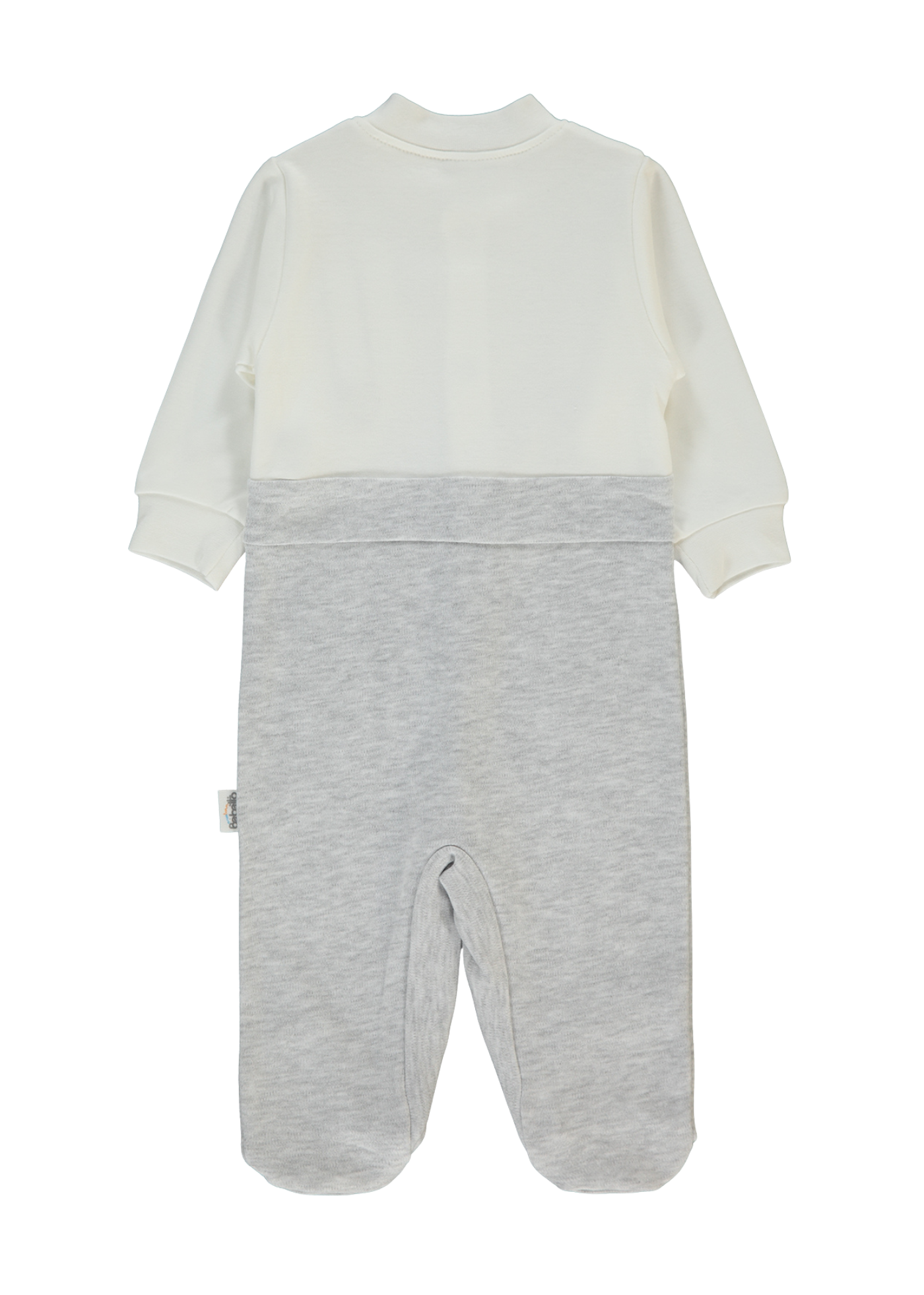 Salopeta Lunga Crem cu Gri cu Urs T4048 Bebetto