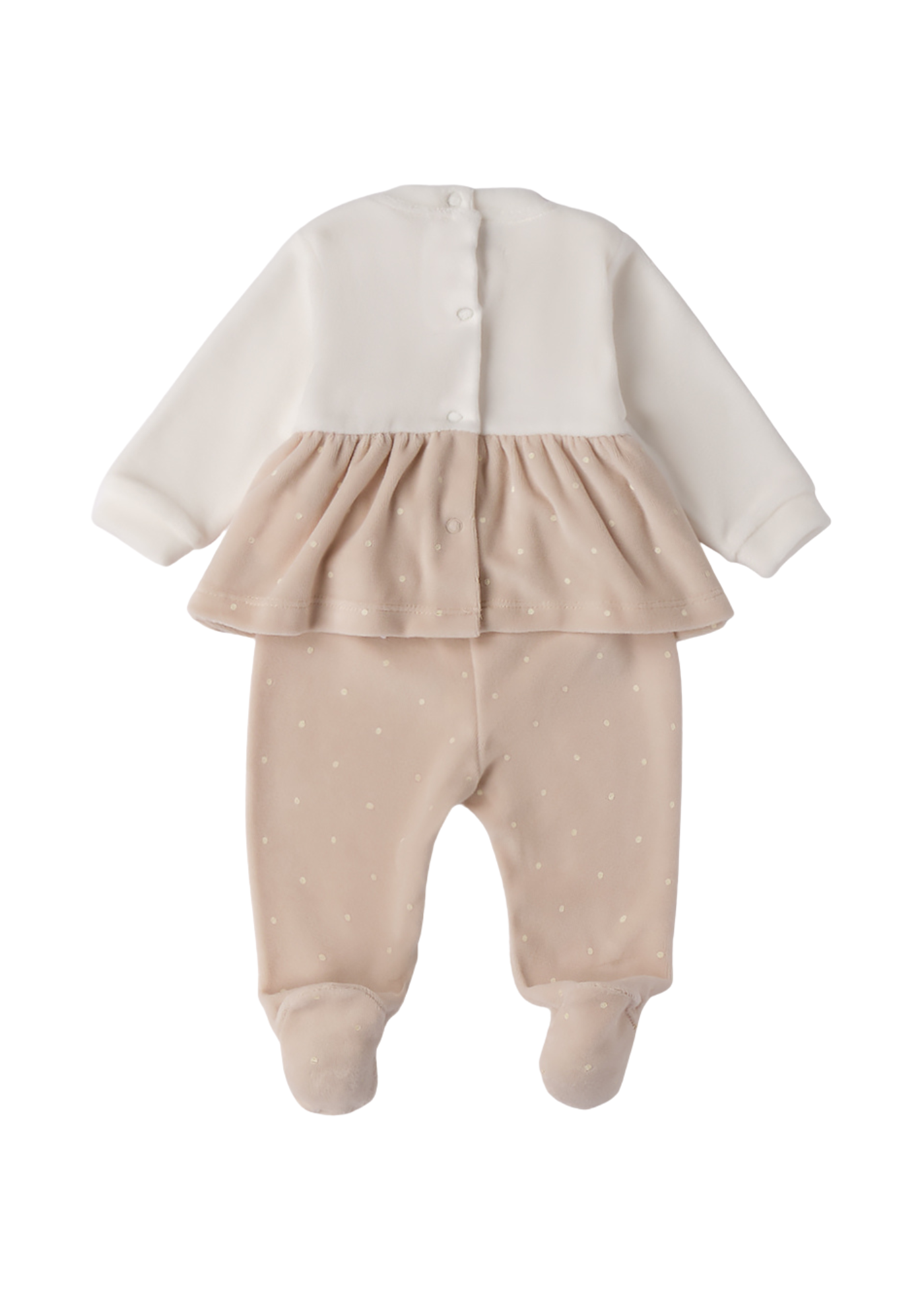 Set 2 Piese Velur Crem cu Bej Bluza si Pantaloni Lungi 3.F763/00 Minibanda