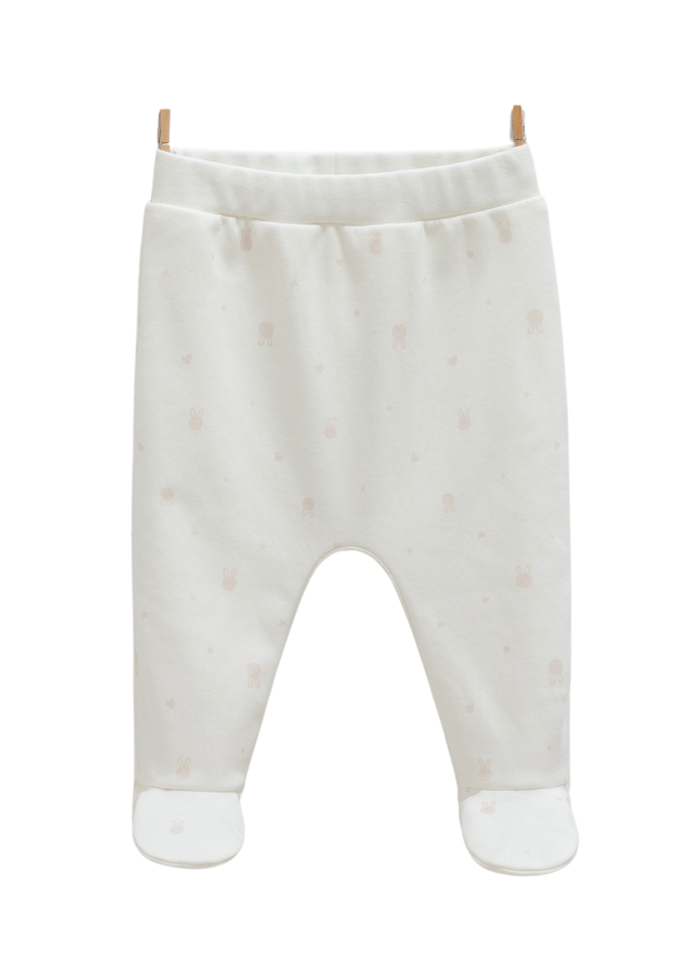 Set 3 Piese Body cu Maneca Lunga, Pantaloni Lungi cu Picior si Fes Crem cu Iepure BPS1488 Mell Sweet Baby