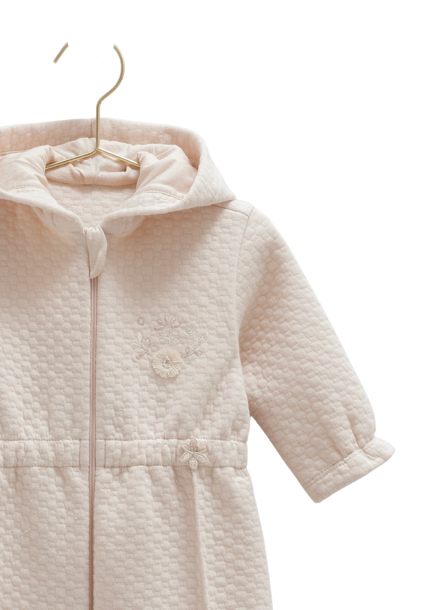 Combinezon Bej din Bumbac cu Fermoar si Elastic in Talie TK2030 Mell Sweet Baby