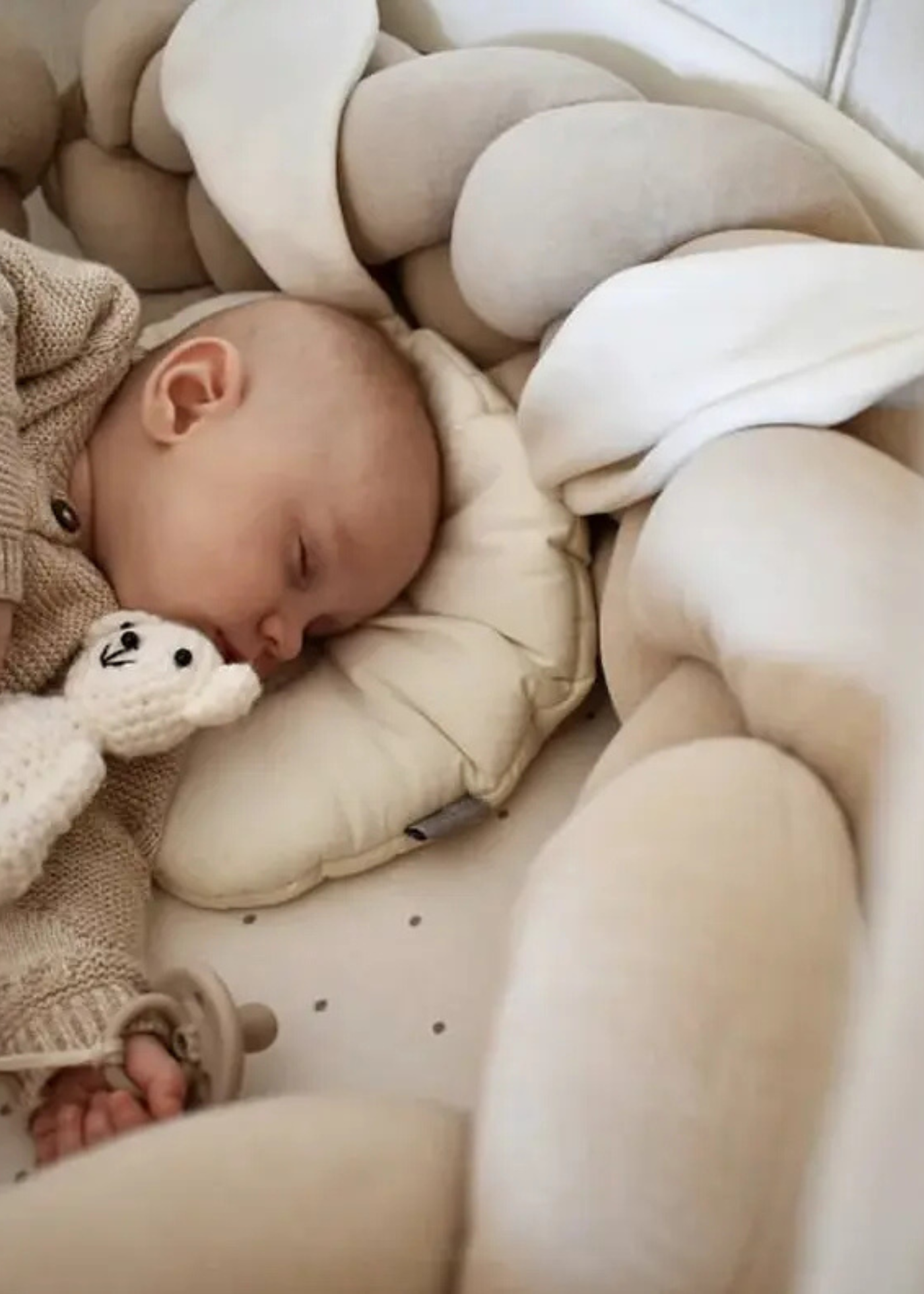 Protectie Impletita Bej pentru Patut 120 cm 1156-5006-912 Dada&Rocco