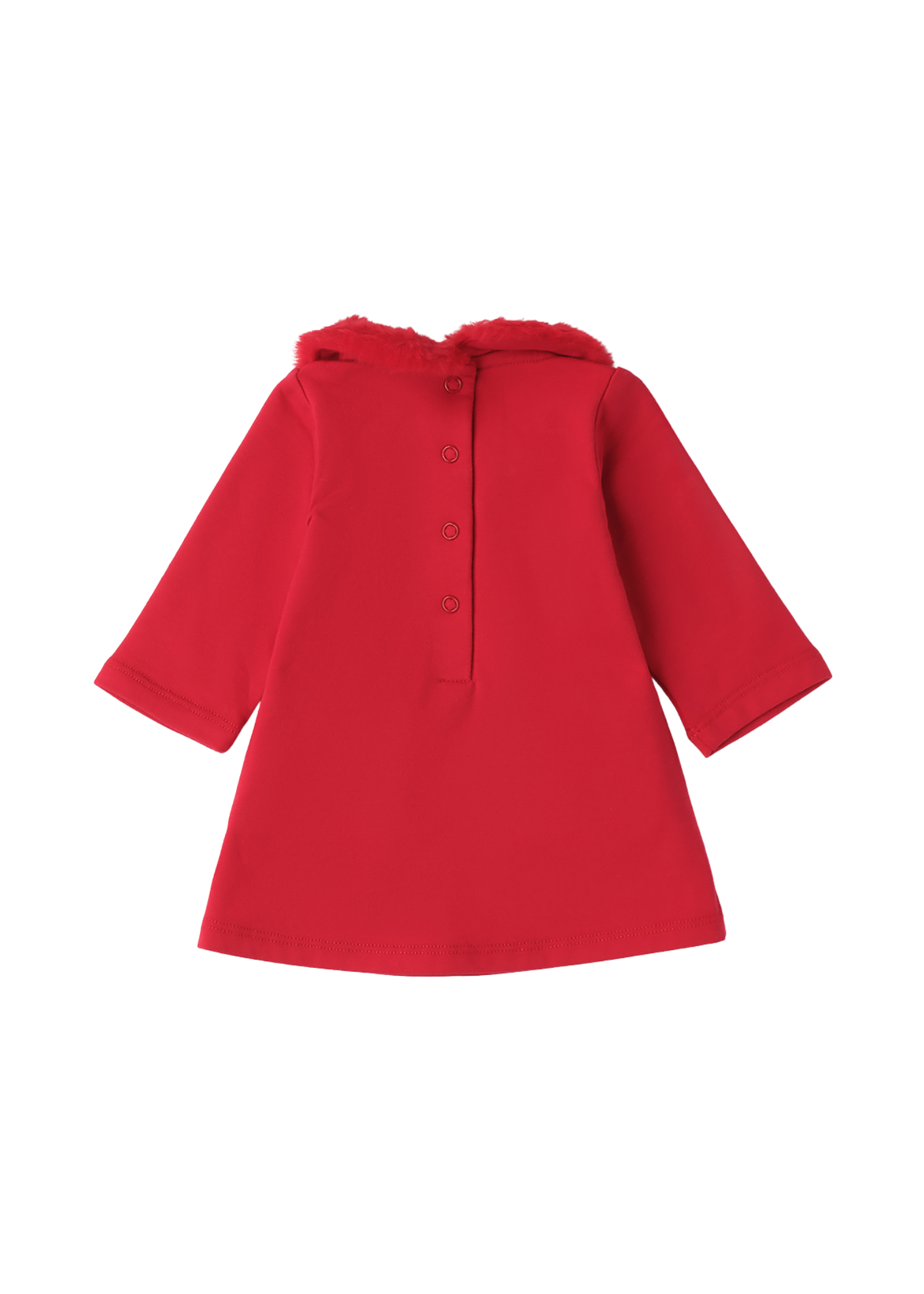 Rochie Rosie cu Maneca Lunga cu Blana la Guler si Buzunare 3.F727/00 Minibanda