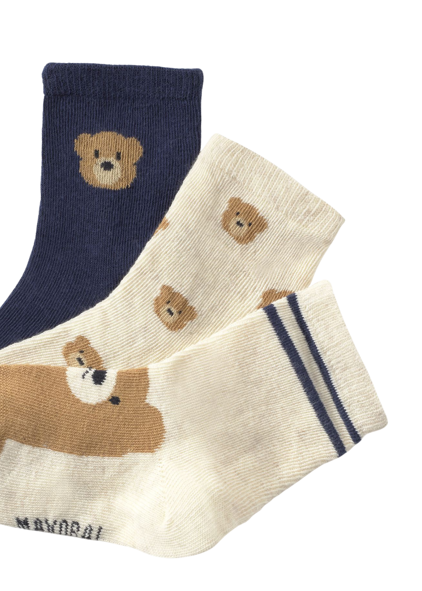 Set 3 Perechi de Sosete Bej cu Bleumarin cu Ursi 10008 Mayoral