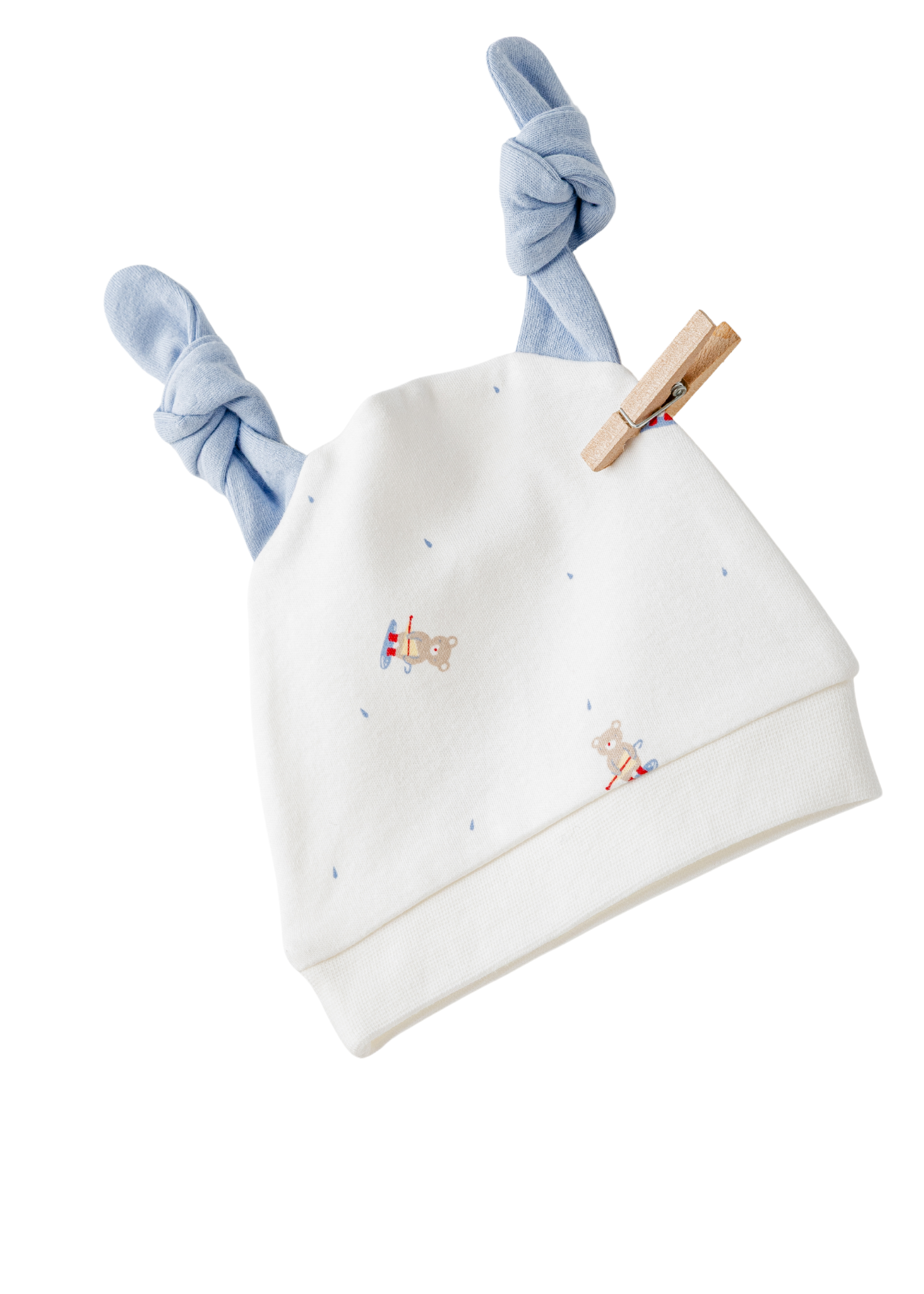 Salopeta Lunga Crem cu Bleu cu Ursi si Fes AC26076 Andywawa