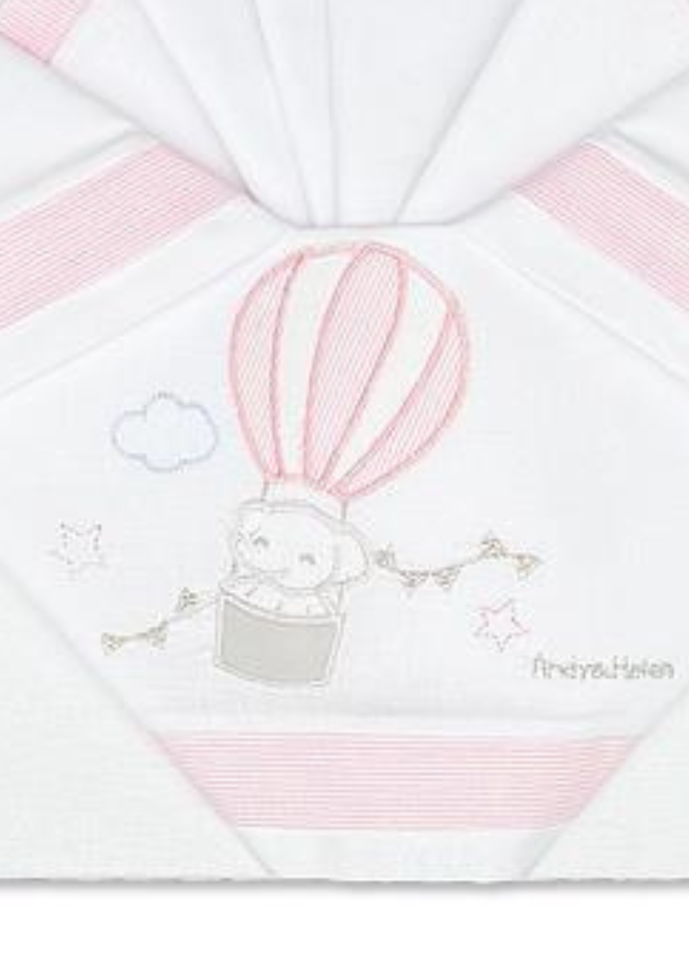 Set Lenjerie Patut 3 Piese Alb-Roz cu Elefant in Balon D26 Andy&Helen