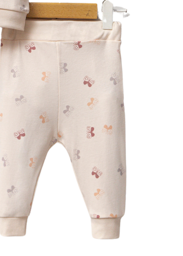 Set 2 Piese Bluza si Pantaloni Somon cu Fluturi 7031 Bubbles