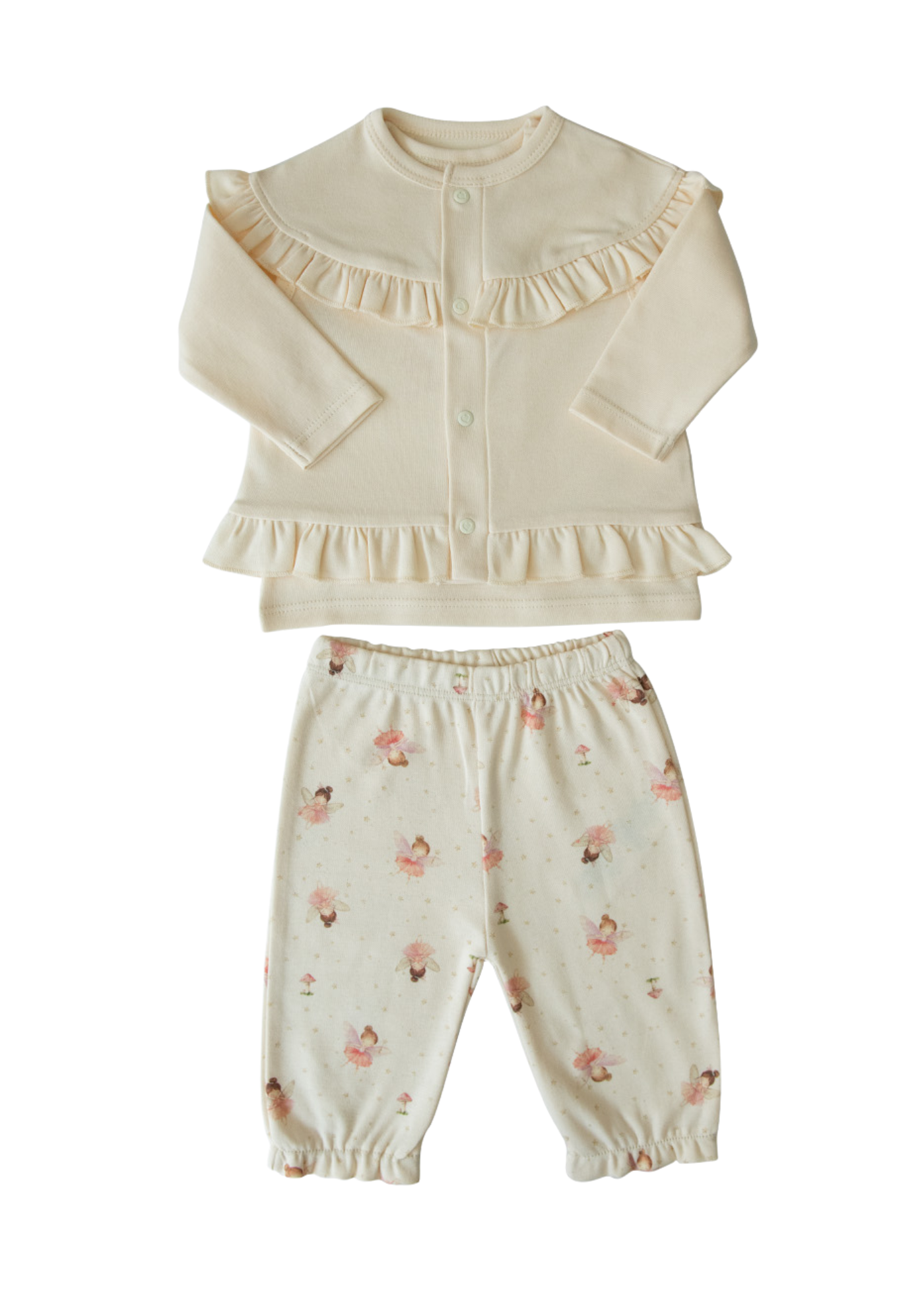 Set 3 Piese Bumbac Organic Bej cu Zane S60192 Kitikate