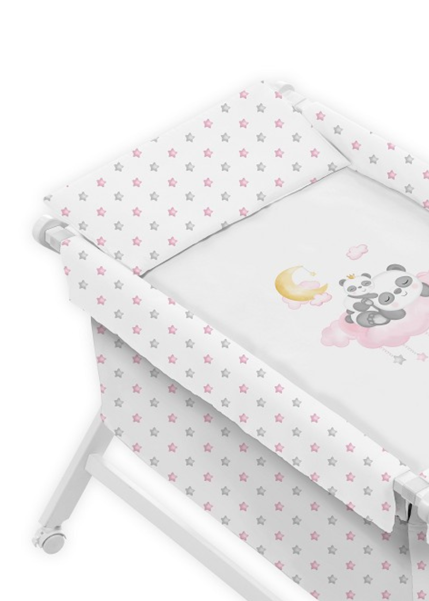 Patut Co-Sleeping Textil cu Saltea si Set de Lenjerie Roz – D80422-02 InterBaby