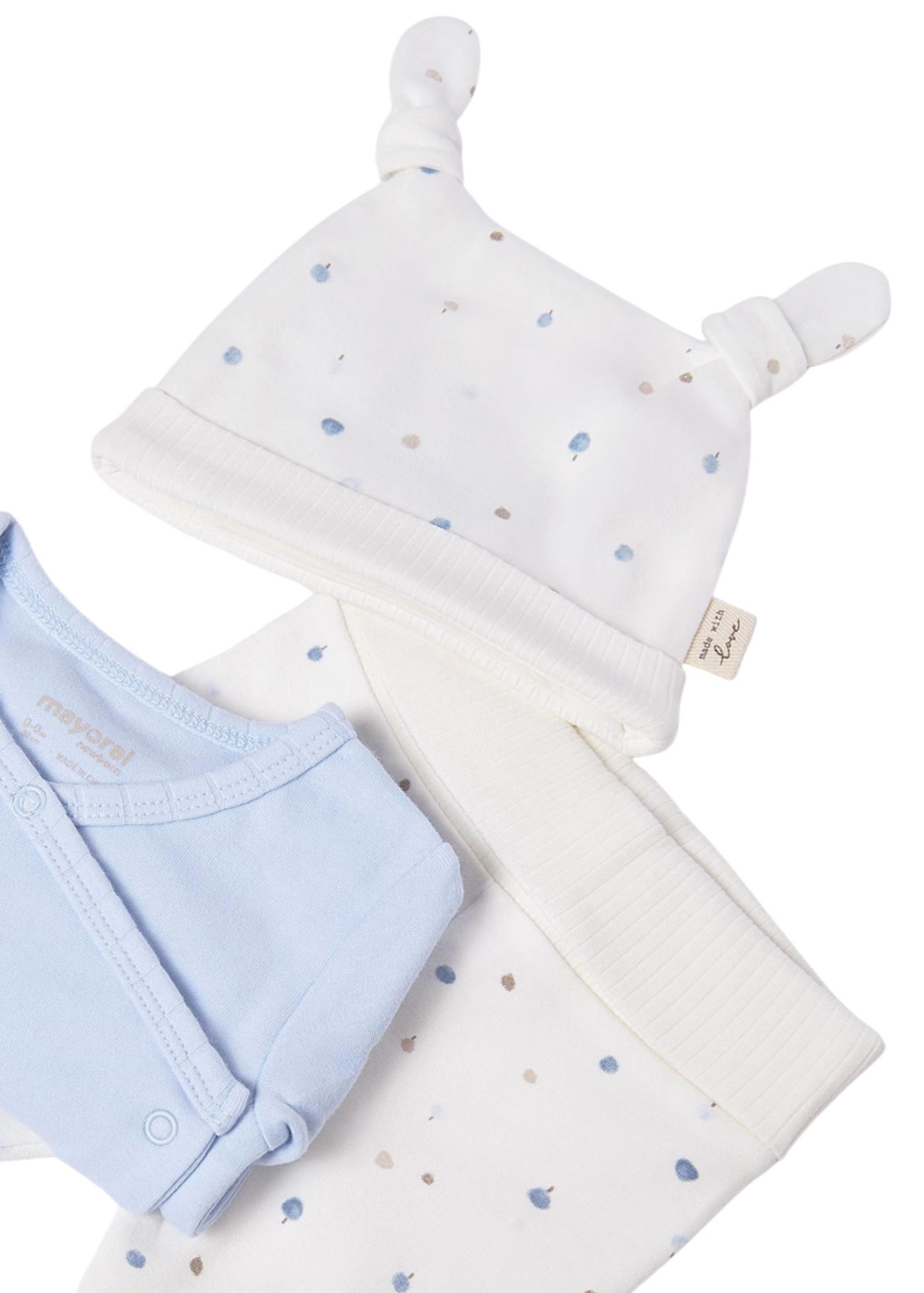 Set 3 Piese Bluza Petrecuta Pantaloni si Fes Bleu cu Bej 9980 Mayoral