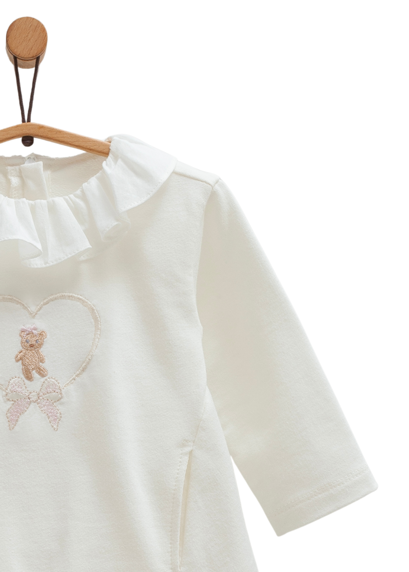 Rochie Crem cu Maneca Lunga cu Urs ELB1398 Mell Sweet Baby