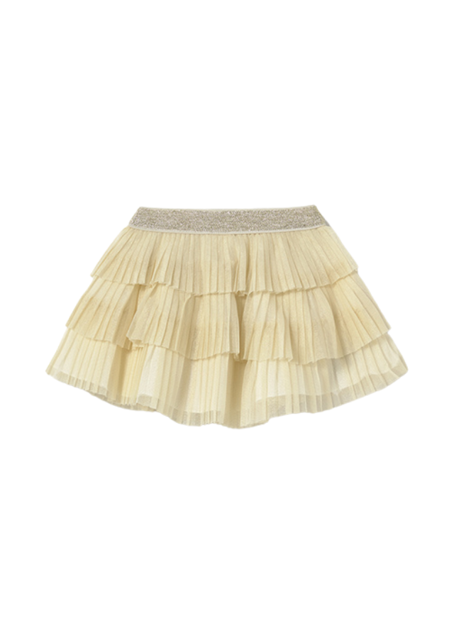 Fusta cu Volane din Tull Plisat Bej Auriu col 1901 Mayoral