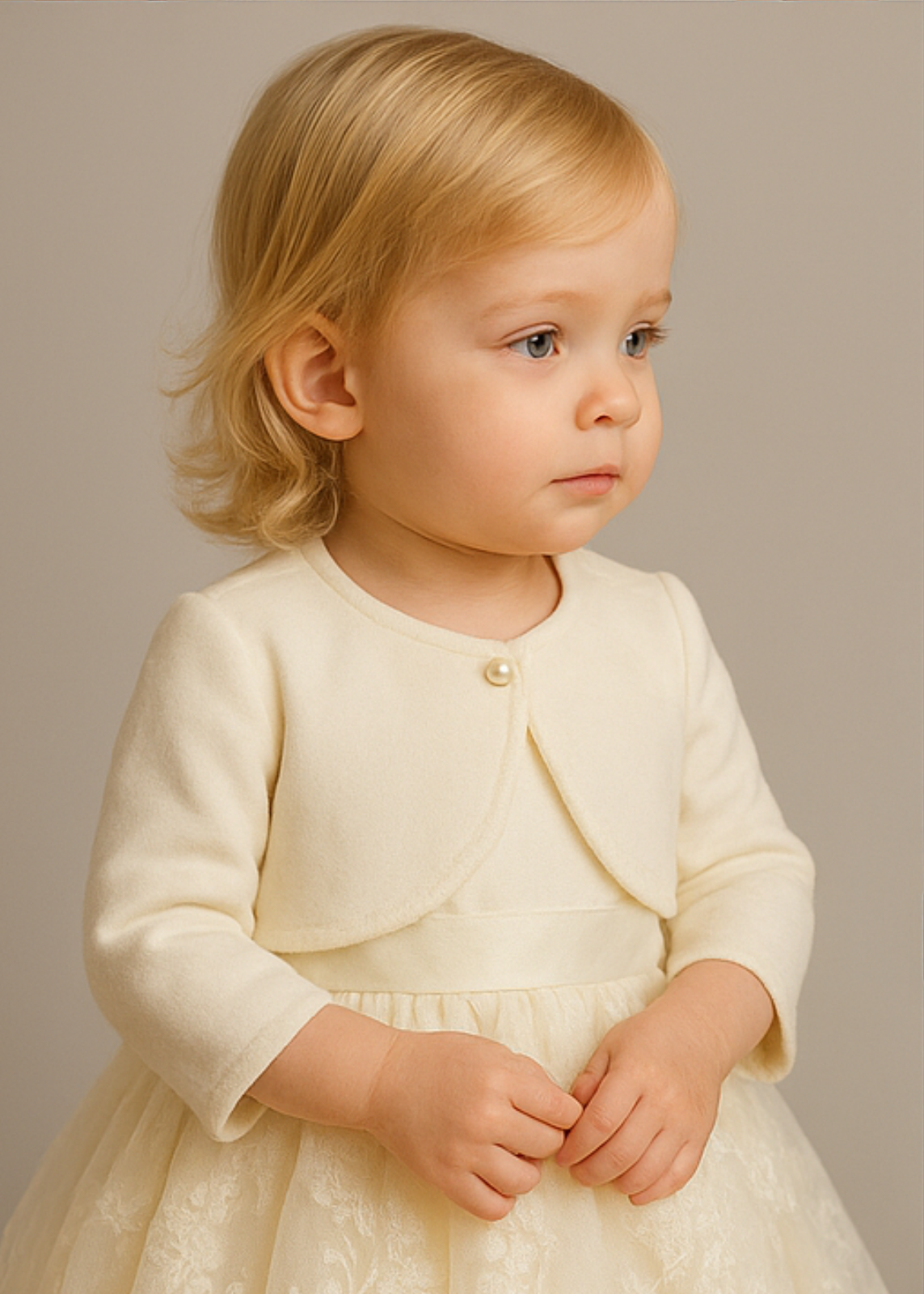 Ivory Beige Plush Bolero Babies AnneBebe