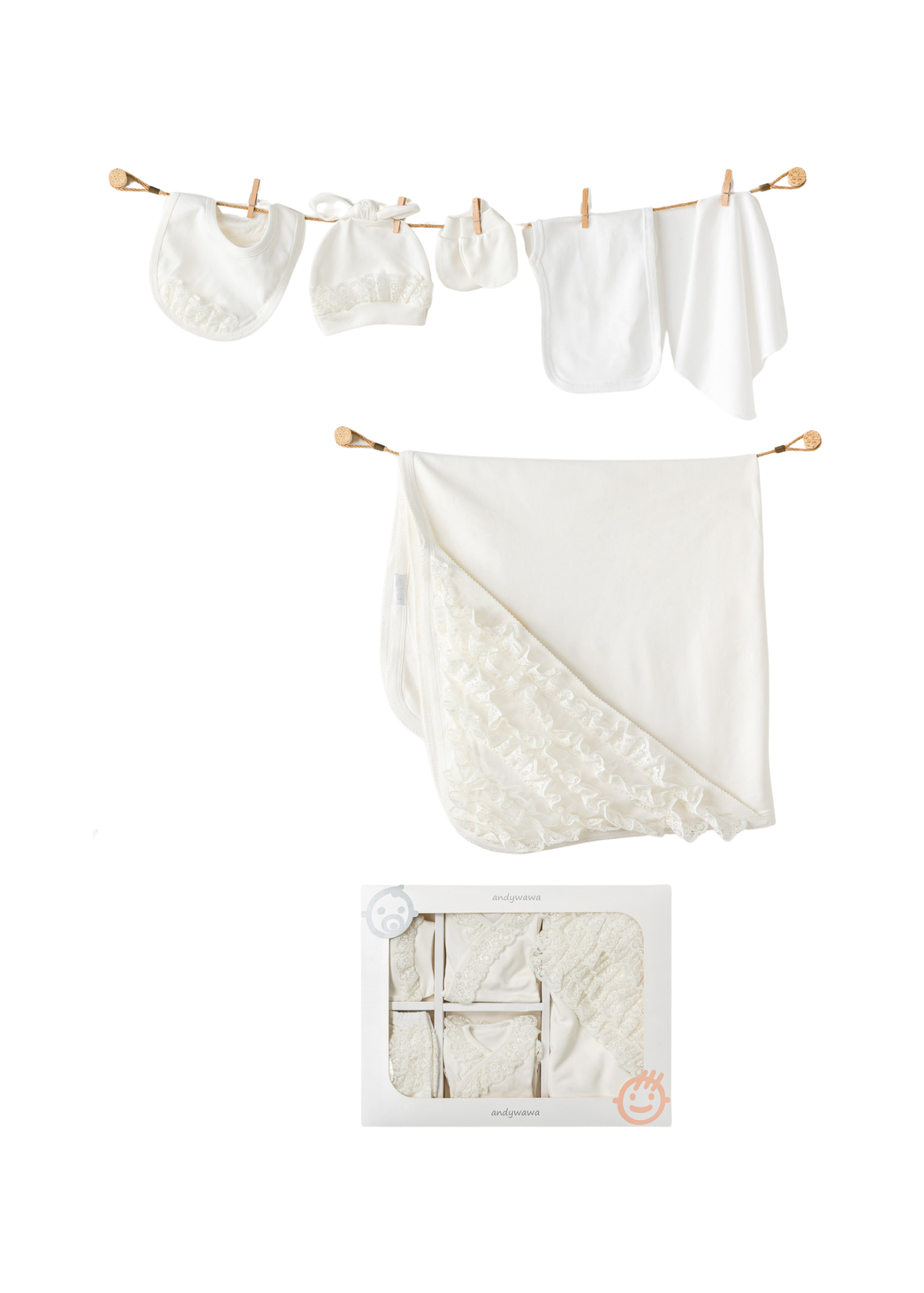 Set 10 Piese Maternitate Crem cu Dantela AC25591 Andywawa