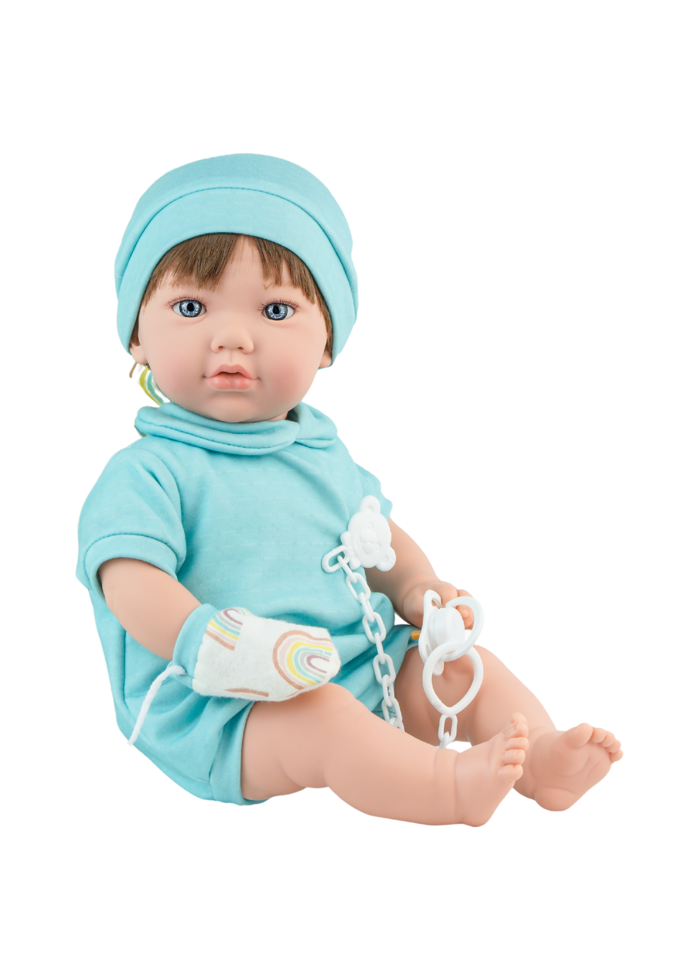 Papusa Parfumata Teo Nana, Corp Moale cu Salopeta si Caciula Bleu 899 Marina&Pau