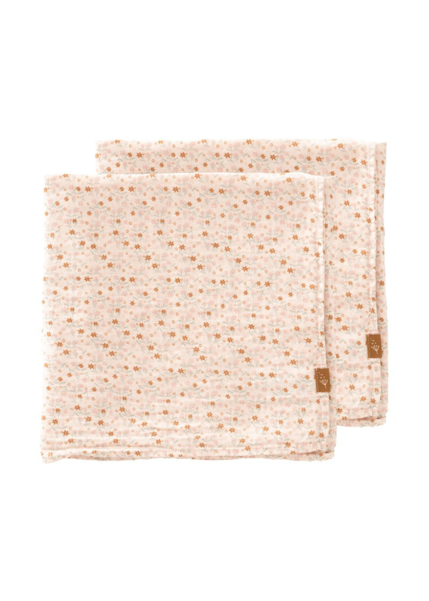 Set of 2 Pink Muslin Blankets with Floral Print Made of Organic Cotton 70x60 cm F115-75 Fresk