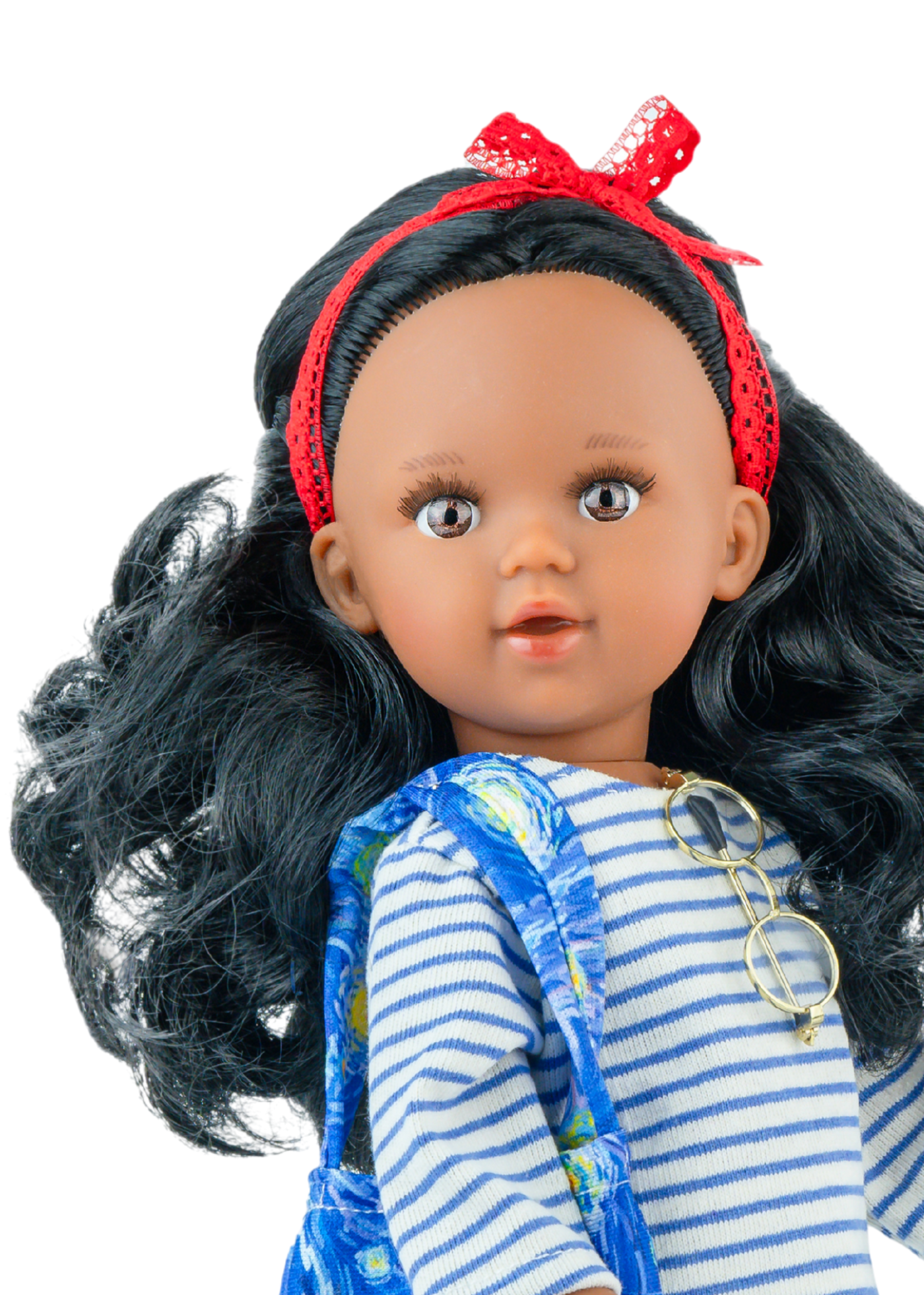 Papusa Parfumata Marina Love, Corp Vinil cu Par Negru Compleu Bleu si Geanta Asortata 1508 – Marina&Pau