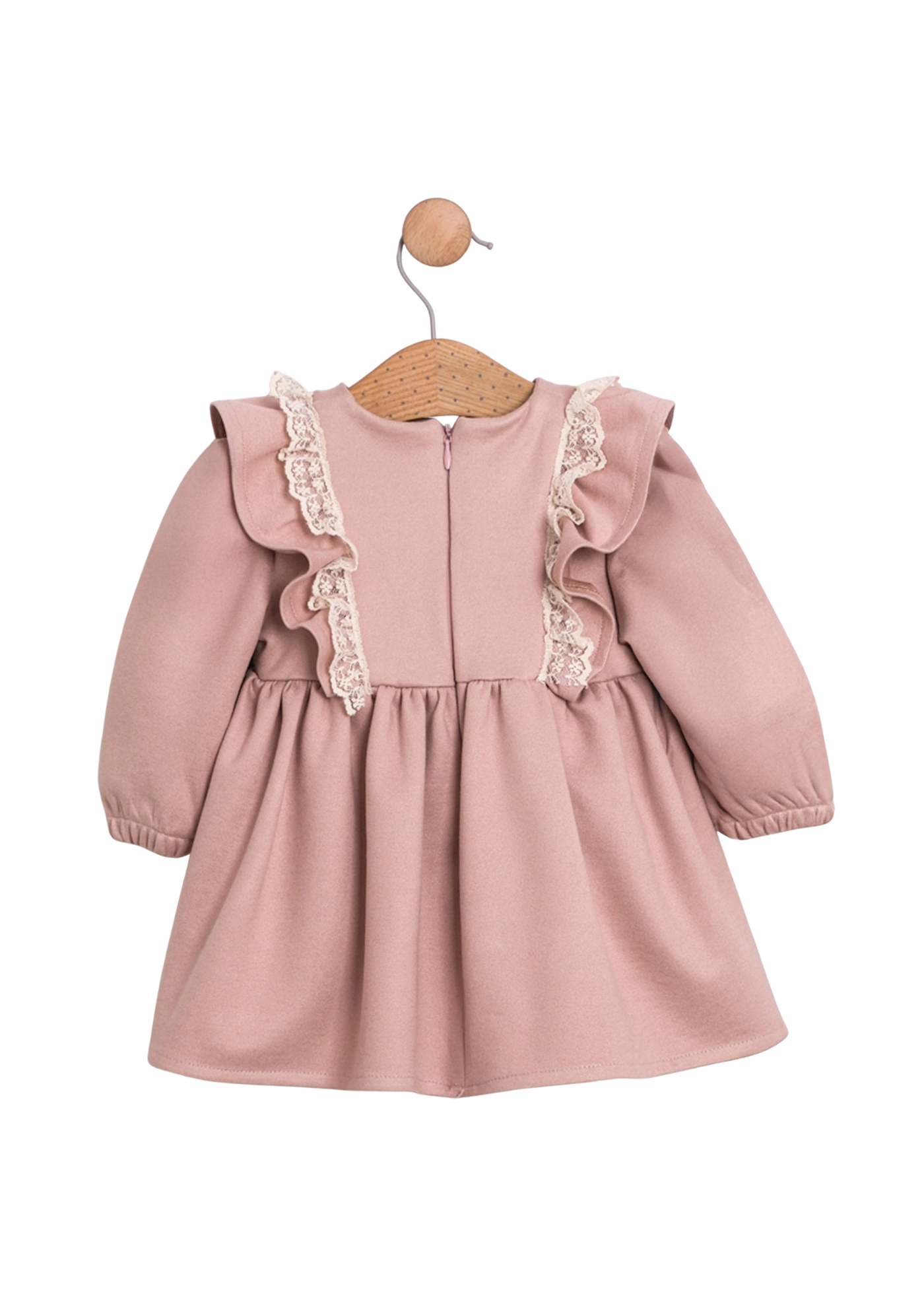 Rochie Stofa Roz cu Maneca Lunga si Geanta Ursulet 3737 Mino Baby