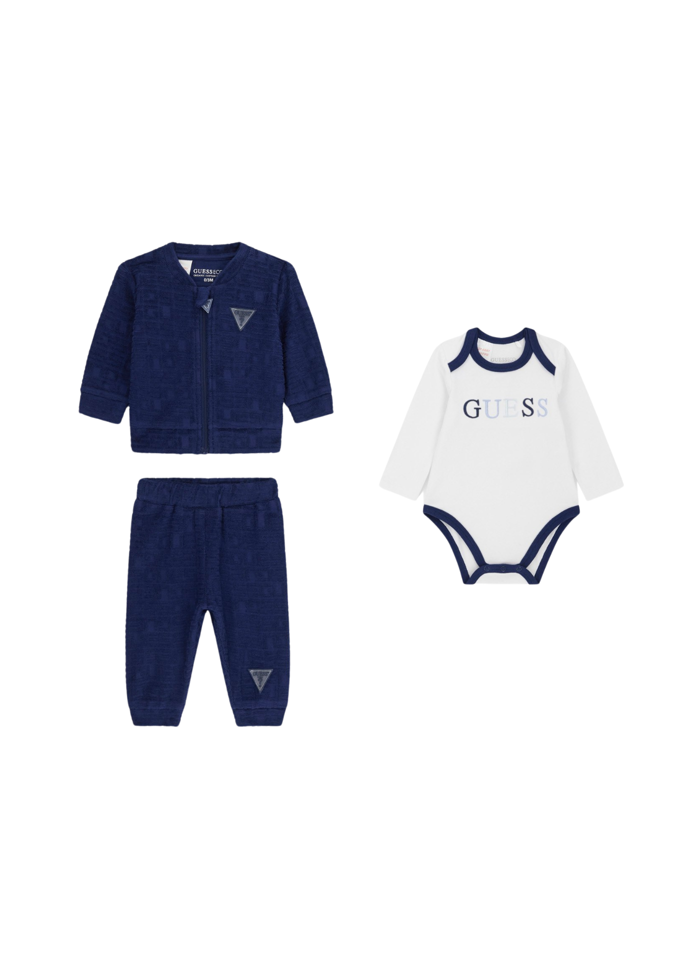 Trening 3 Piese Hanorac si Pantaloni Bleumarin si Body cu Maneca Lunga Alb H5YW10 KBU64 G7HR Guess