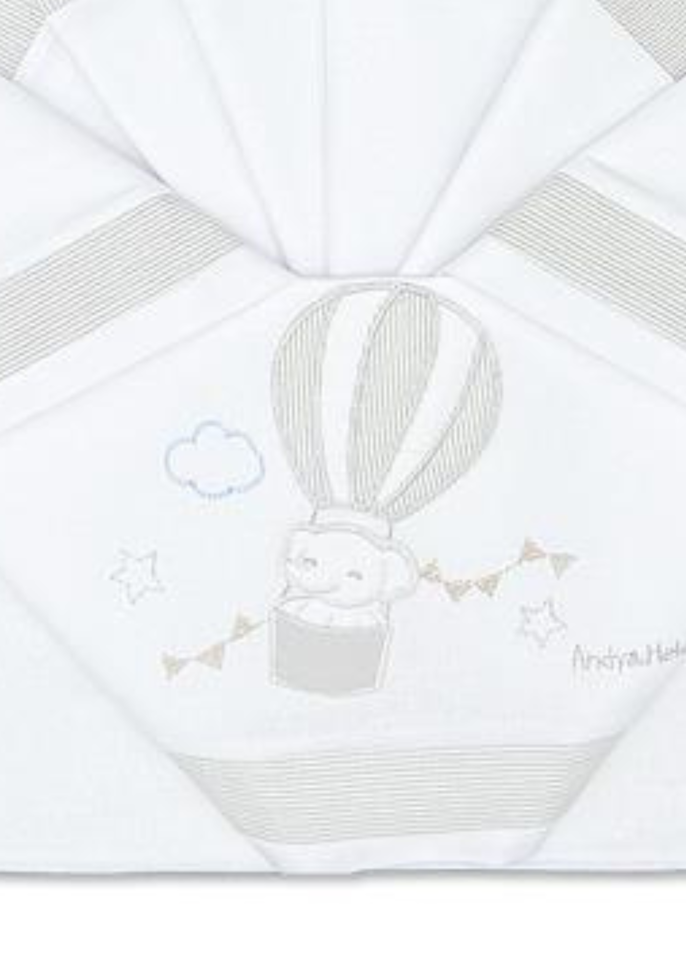 Set Lenjerie Patut 3 Piese Alb-Gri cu Elefant in Balon D26 Andy&Helen