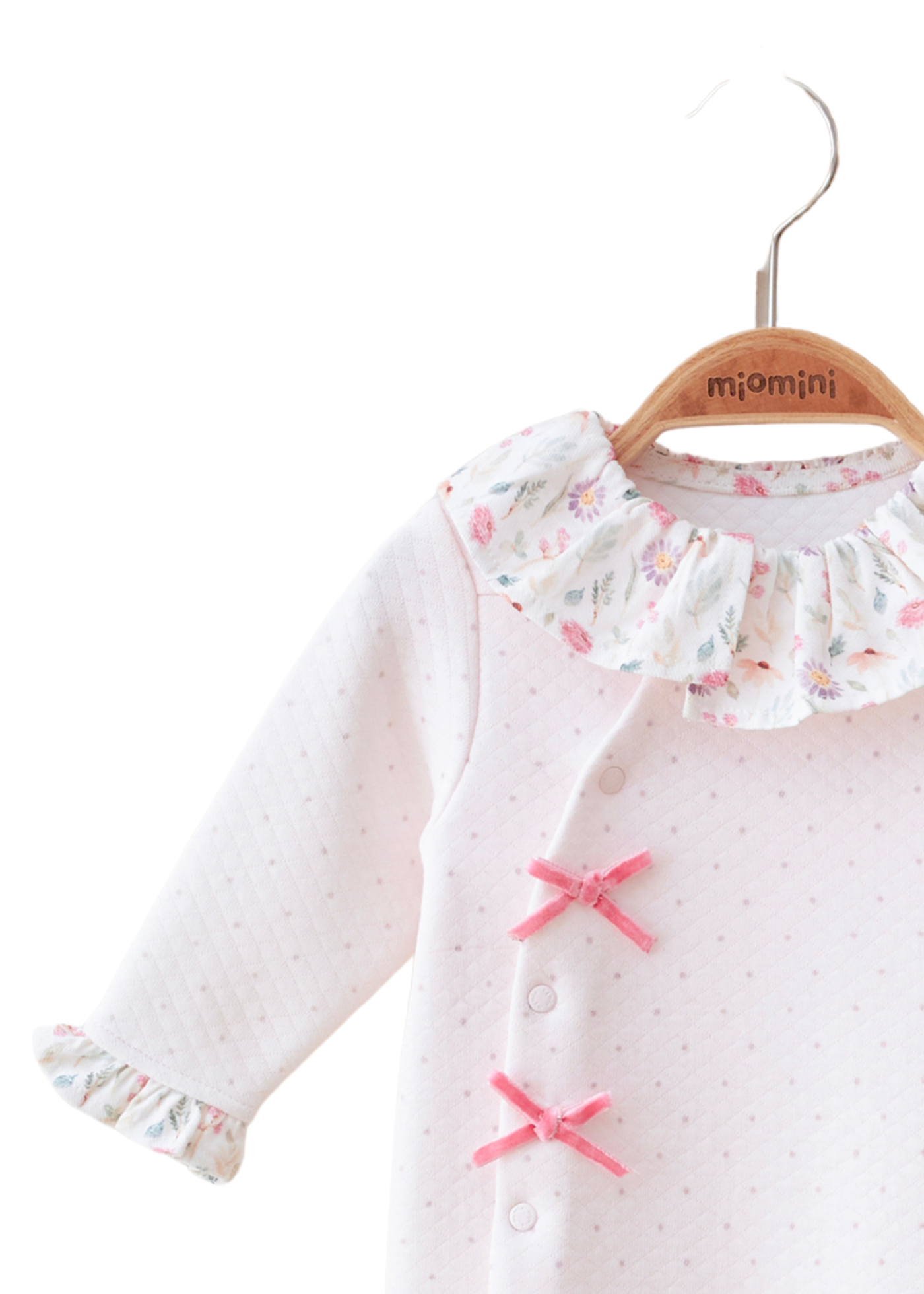 Salopeta Lunga Roz cu Picouri cu Volan la Guler cu Imprimeu Flori 5468 MyMio