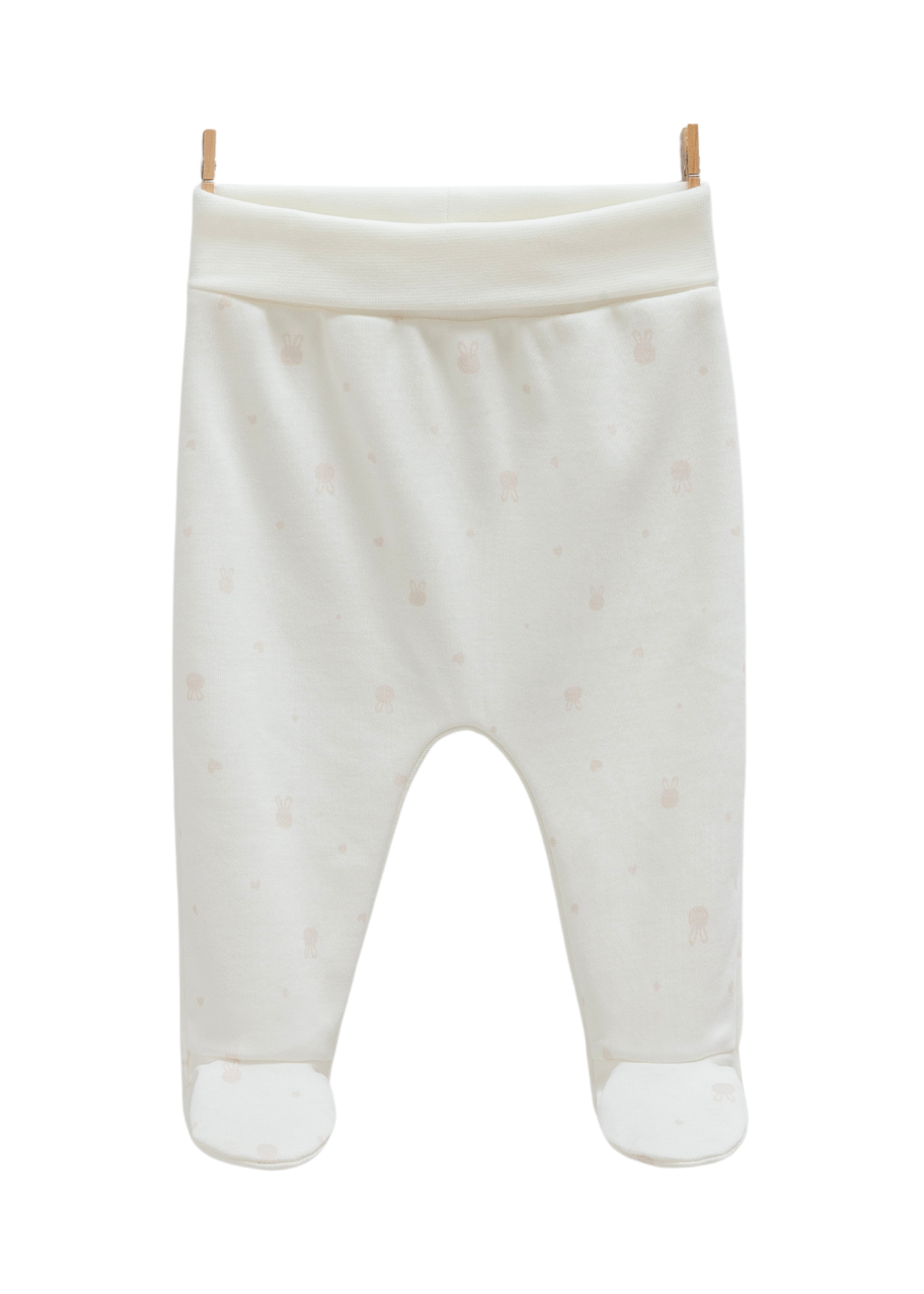 Set 2 Perechi de Pantaloni din Bumbac cu Picior Crem cu Flori APK1485 Mell Sweet Baby