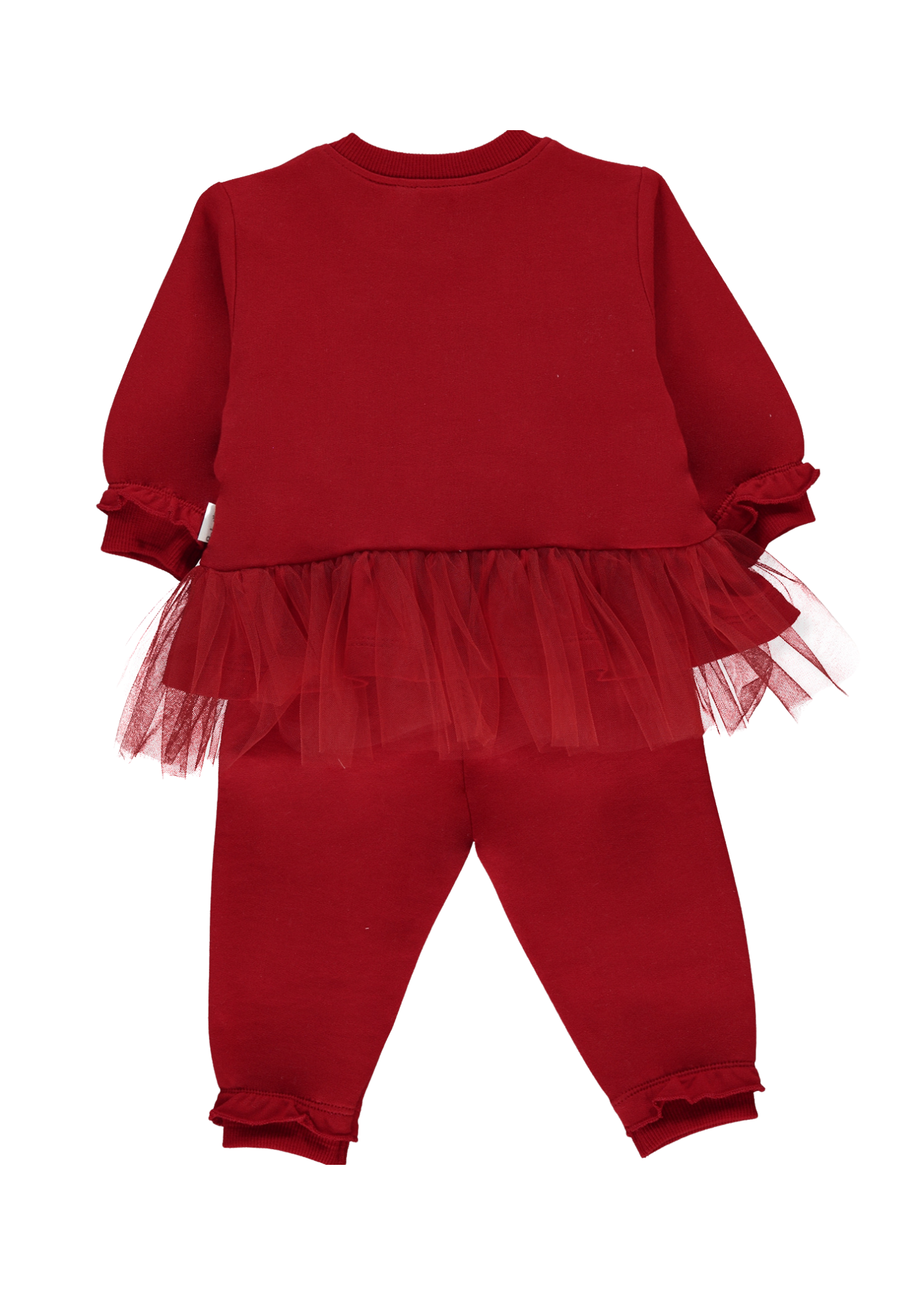 Set 2 Piese Rosu Bluza cu Imprimeu Brazi Craciun si Pantaloni Lungi K5110 Bebetto