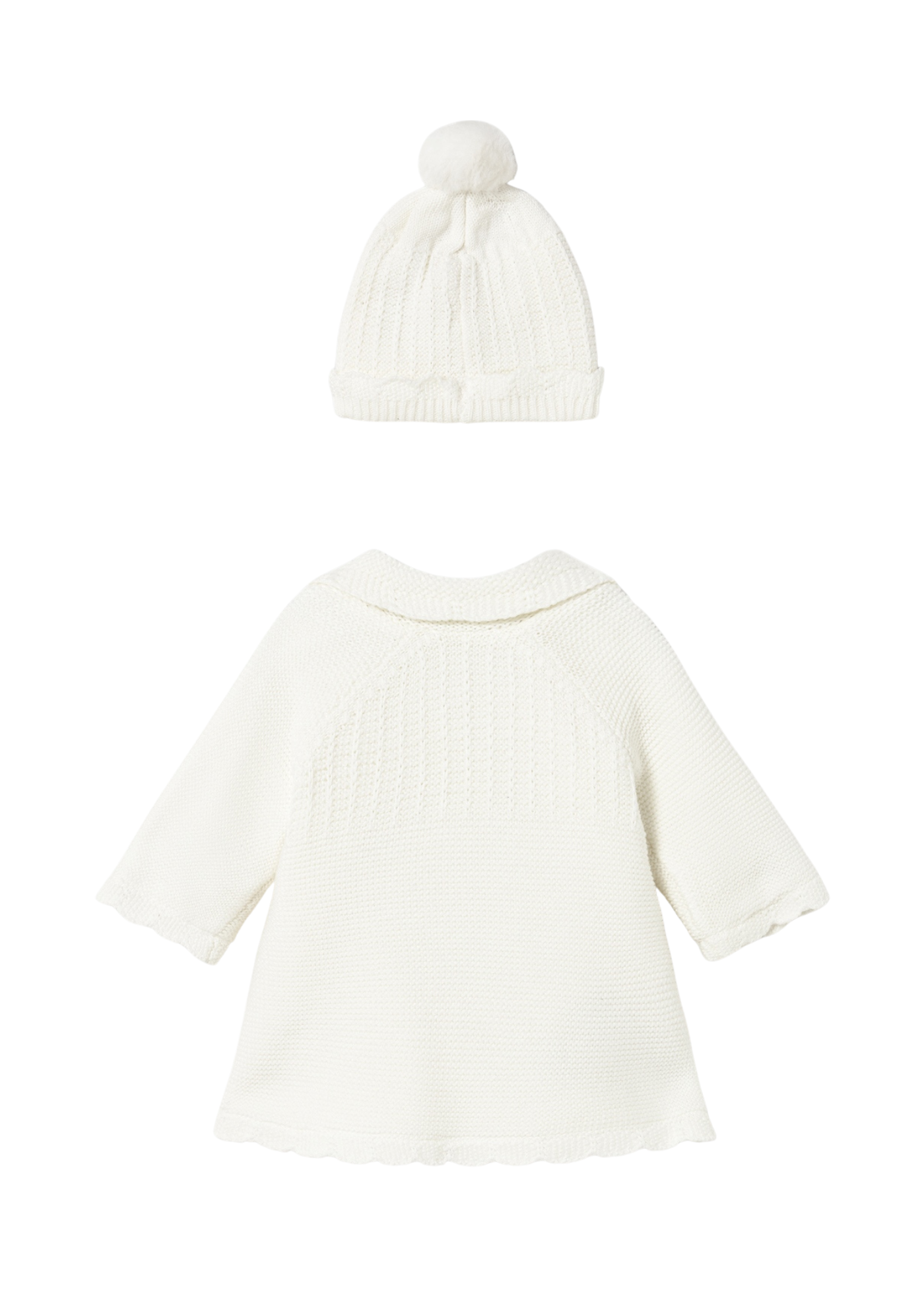 Palton Tricotat si Caciula Crem 2412 Mayoral