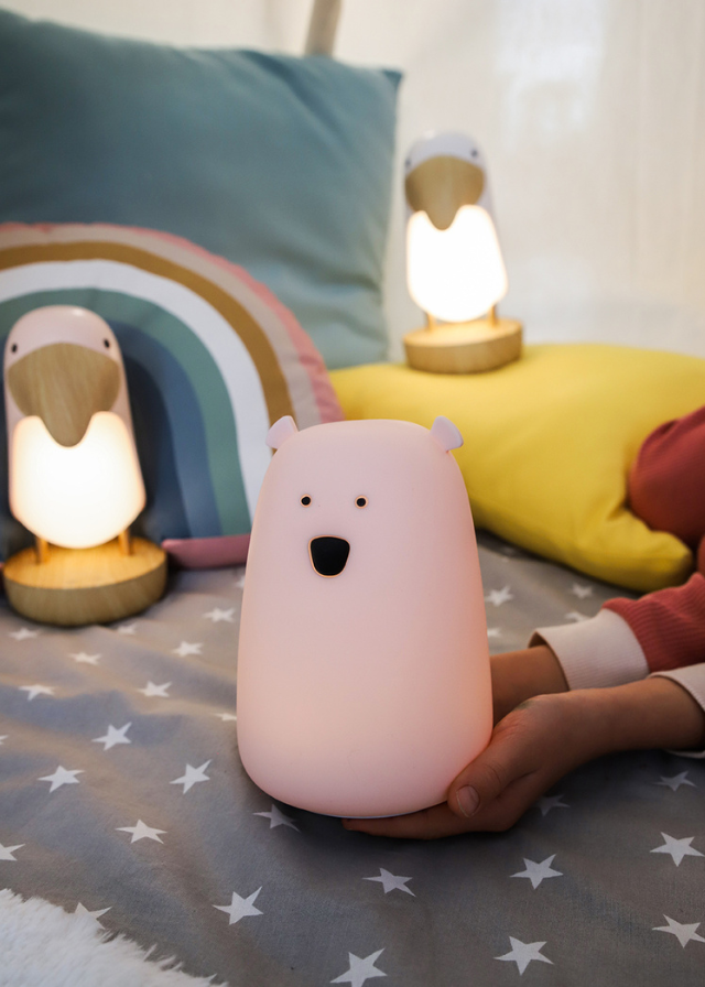 Lampa de Veghe Urs Alb din Silicon cu USB tip C 52-0064 Rabbit & Friends - Camera Bebelusului