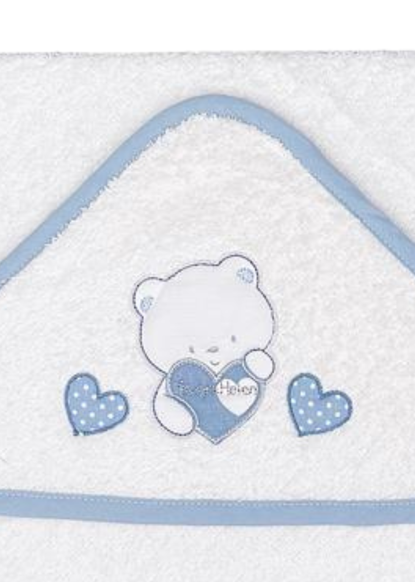 Prosop cu Capison Alb-Bleu cu Ursuleti si Inimioare 100x100 cm D70 Andy&Helen