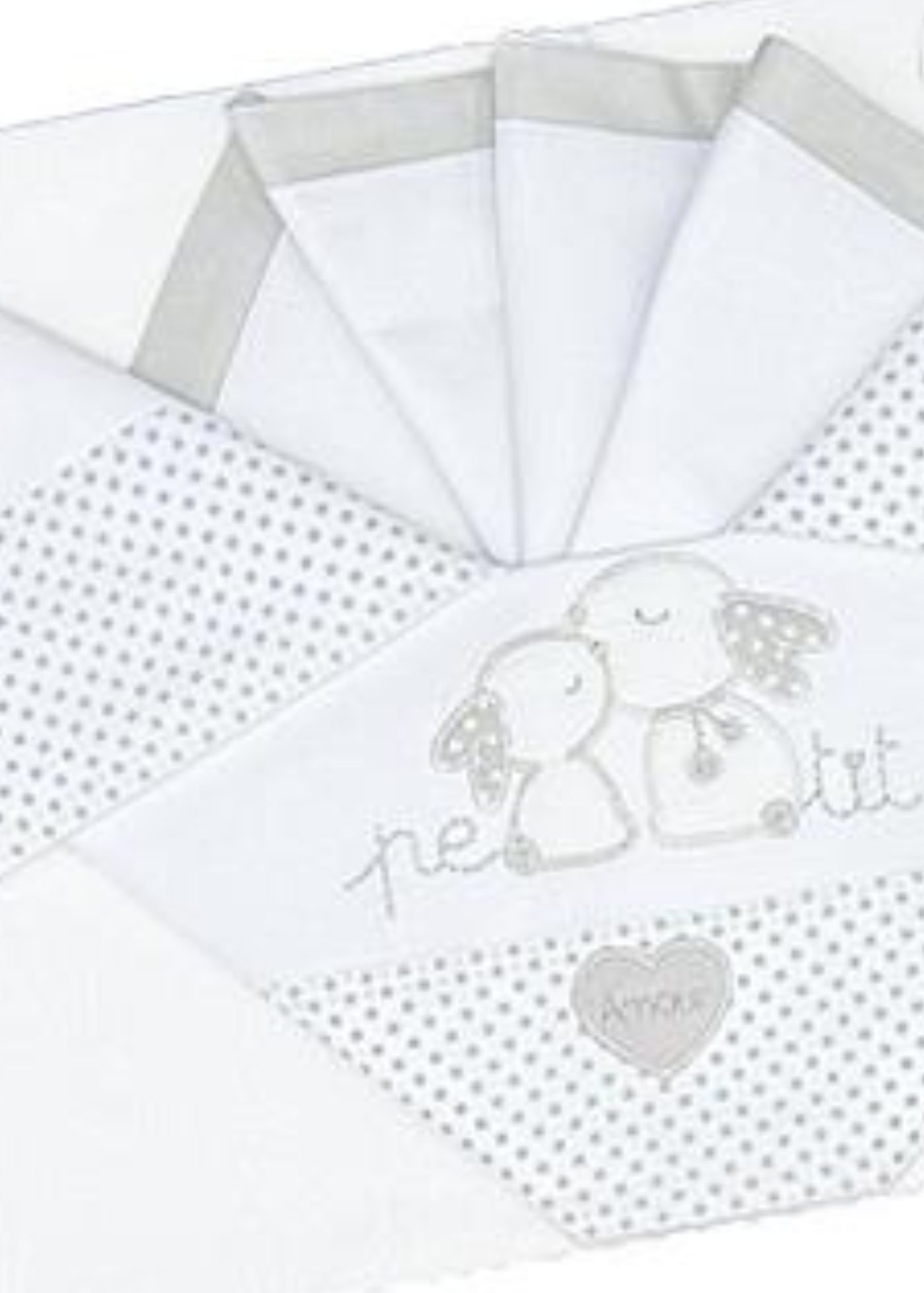 Set Lenjerie Patut 3 Piese Alb-Gri cu Iepurasi D10 Andy&Helen